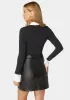 Henley Satin Combo Knit Bodysuit sold by Bebe