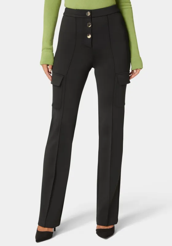 High Waist Straight Leg Patch Pocket Knit Pant sold by Bebe
