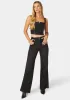 High Waist Vegan Leather Side Panel Wide Leg Jean sold by Bebe