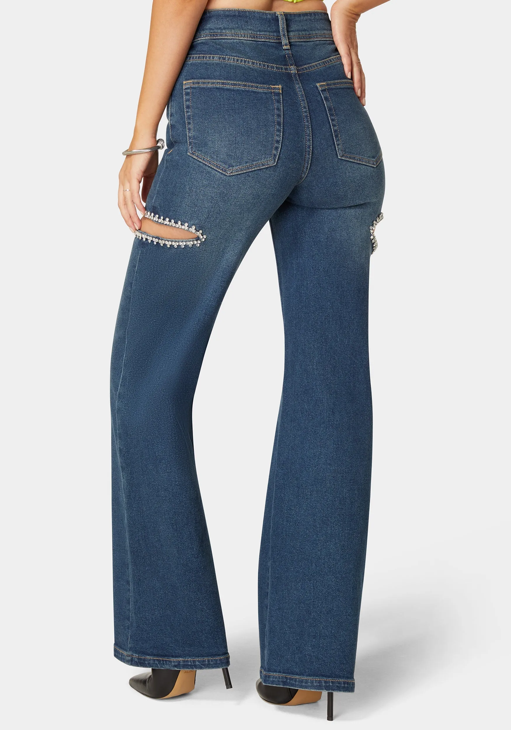 High Waist Studded Cut Out Wide Leg Jean sold by Bebe product image thumbnail 3