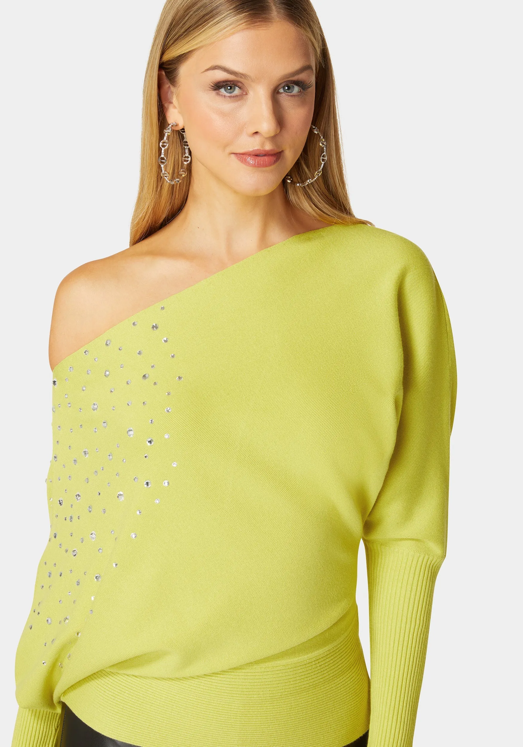Off Shoulder Studded Dolman Sleeve Sweater sold by Bebe product image thumbnail 4