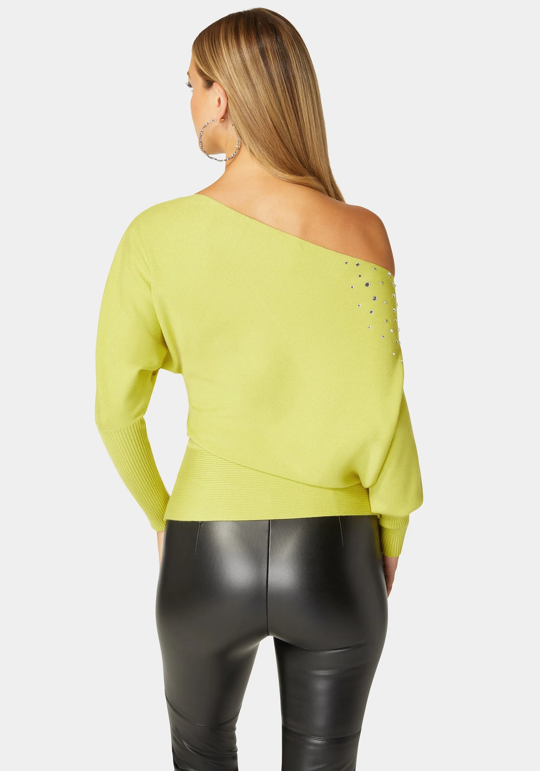 Off Shoulder Studded Dolman Sleeve Sweater sold by Bebe product image thumbnail 3