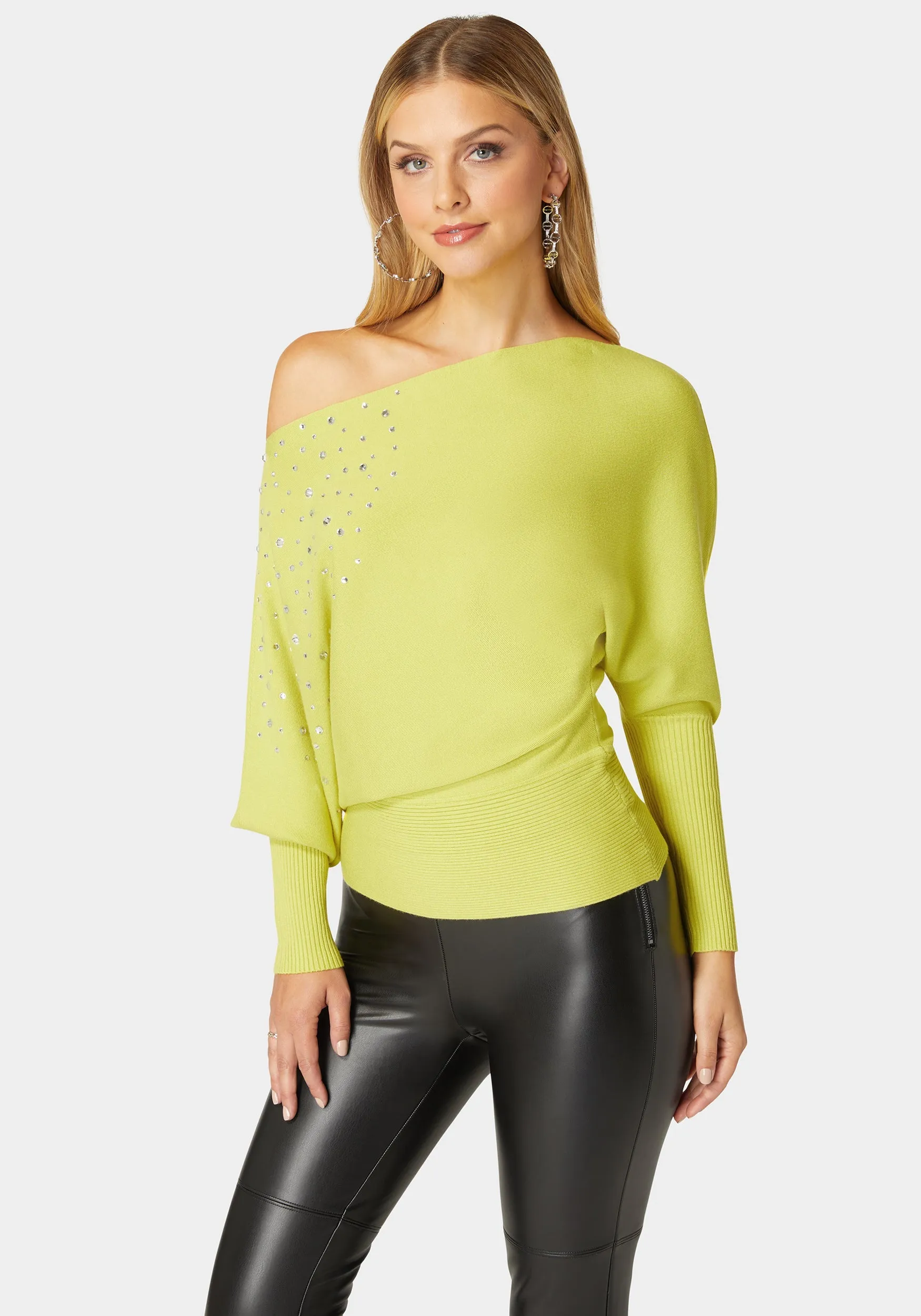 Off Shoulder Studded Dolman Sleeve Sweater sold by Bebe product image thumbnail 2