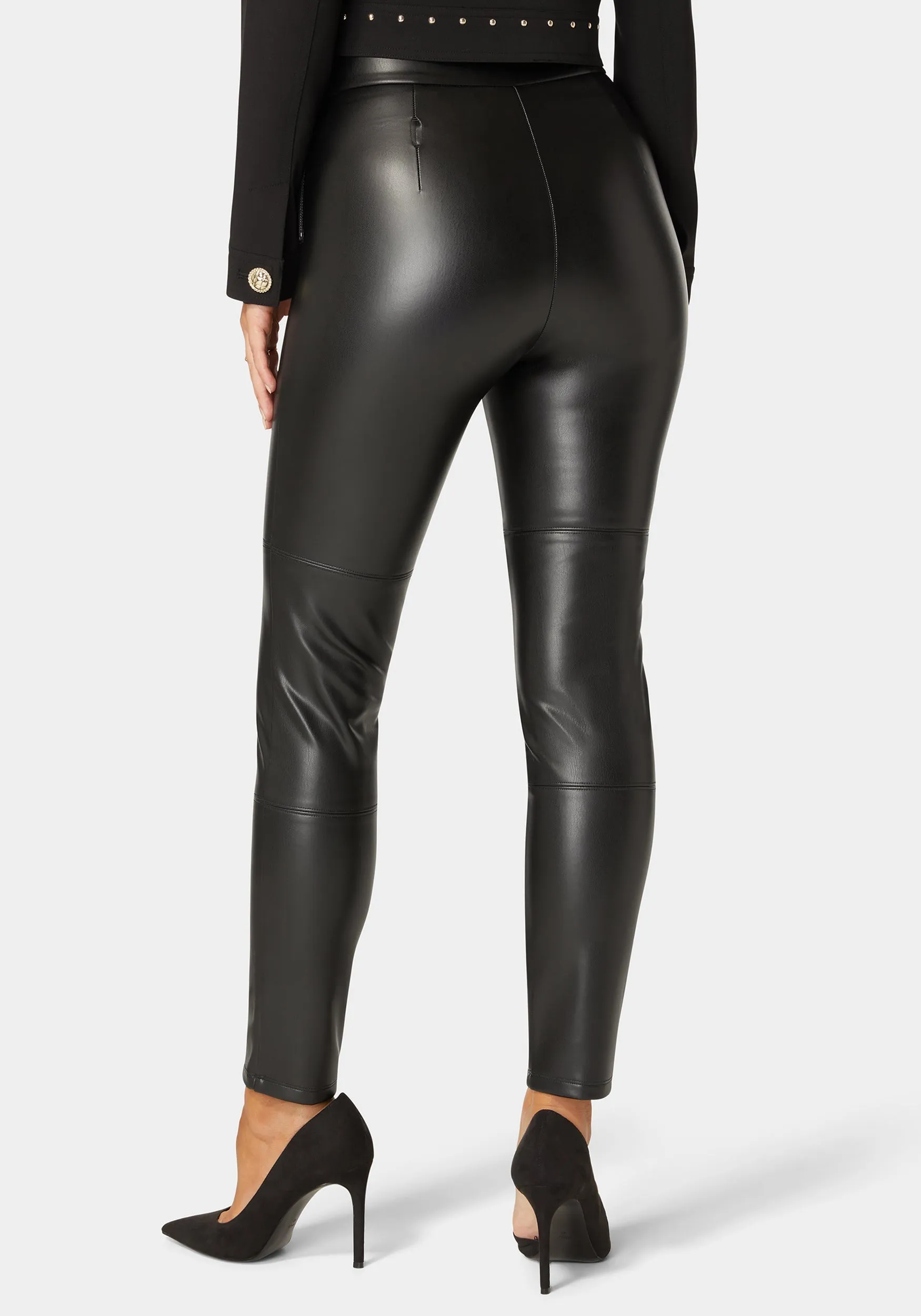High Waist Vegan Leather Slim Leg Pant sold by Bebe product image thumbnail 3