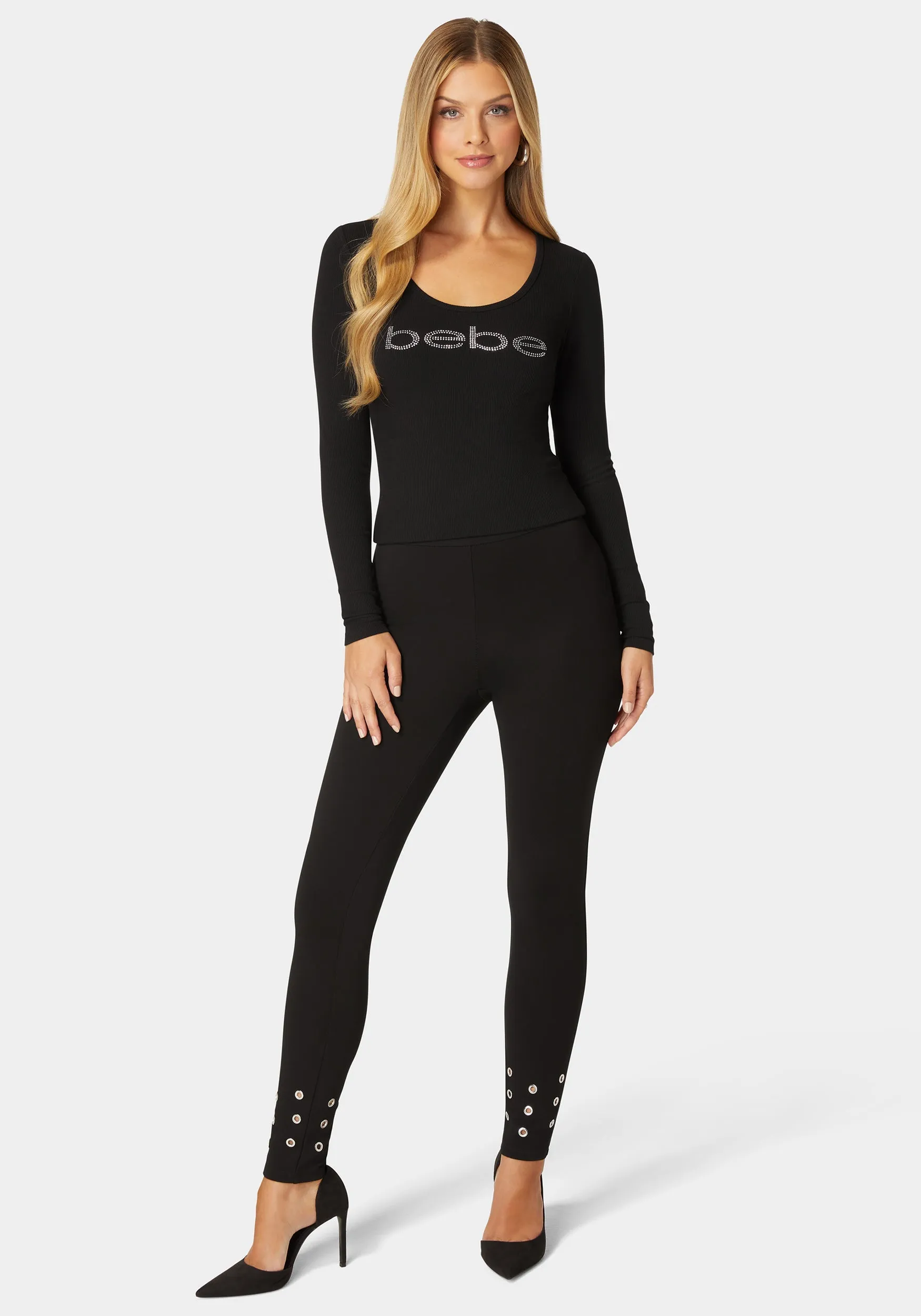 Natural Waist Grommet Detail Knit Legging sold by Bebe product image thumbnail 2