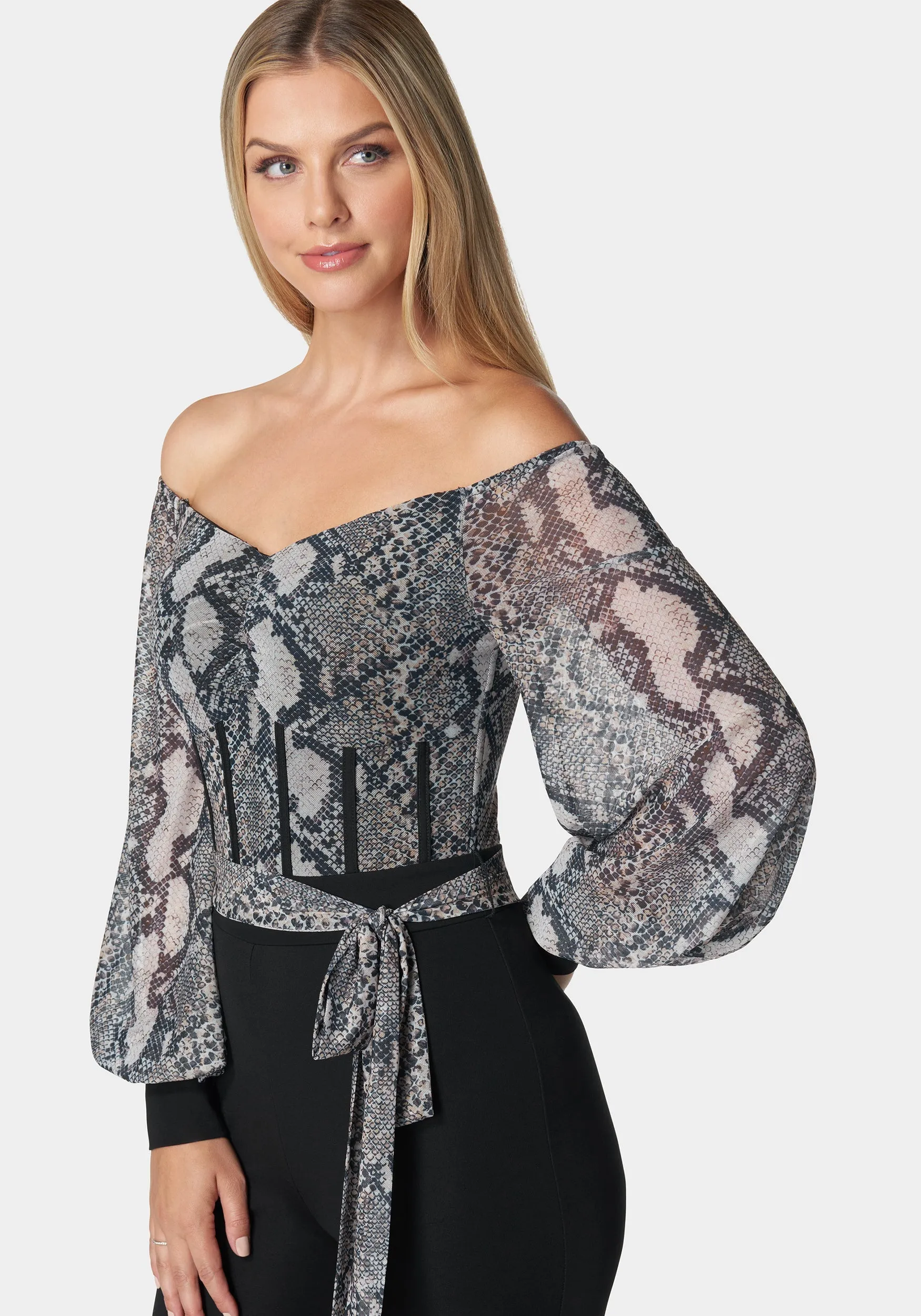 Mesh Off Shoulder Catsuit sold by Bebe product image thumbnail 4