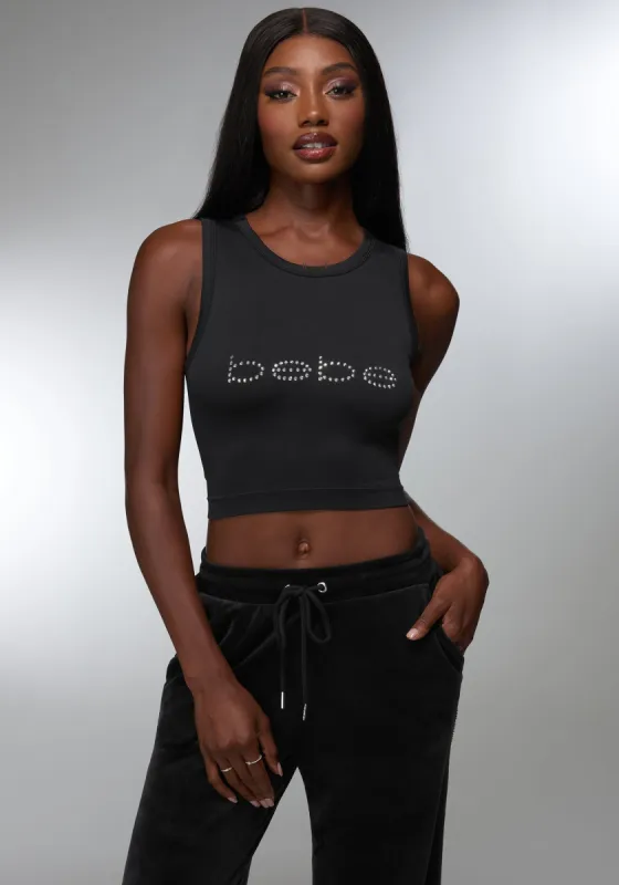 Rhinestone Logo Cropped Tank sold by Bebe