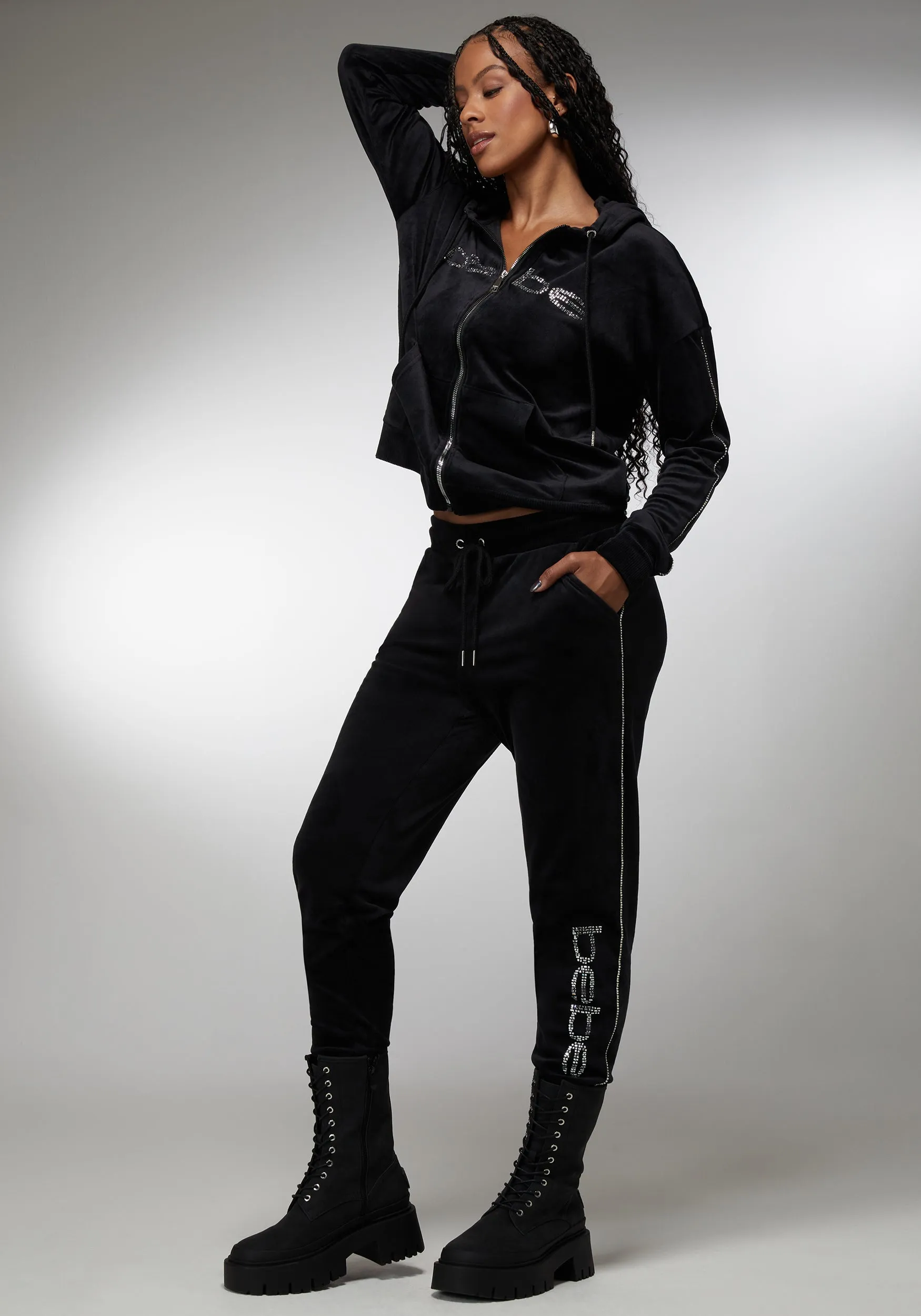 Rhinestone Detail Velour Jogger sold by Bebe product image thumbnail 2