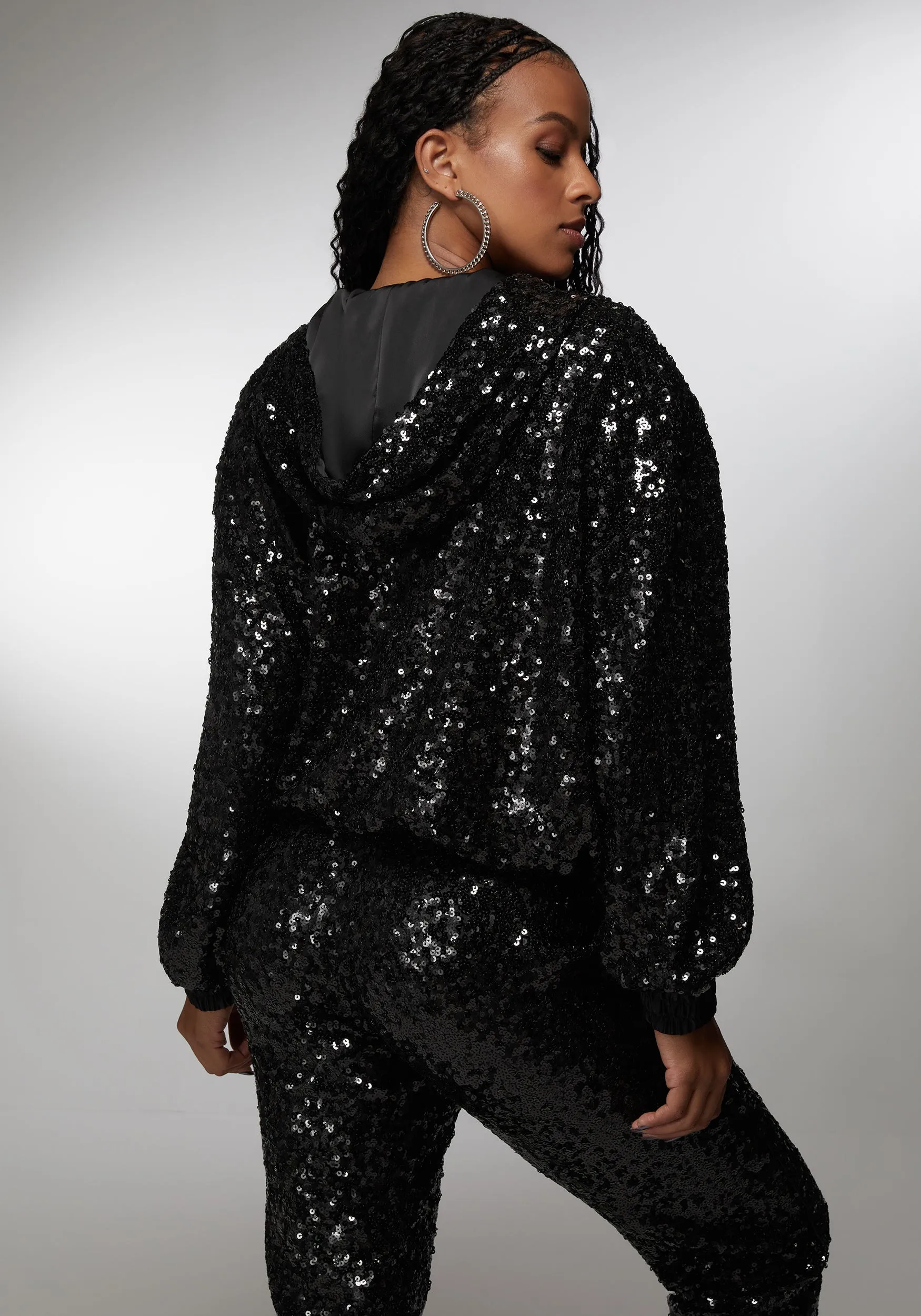 Sequin Hoodie Jacket sold by Bebe product image thumbnail 3