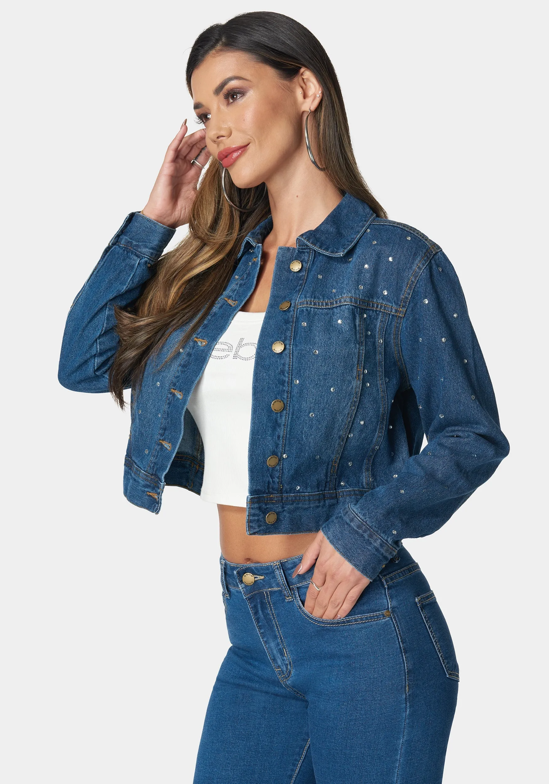 Denim Jacket With Rhinestones sold by Bebe product image thumbnail 2