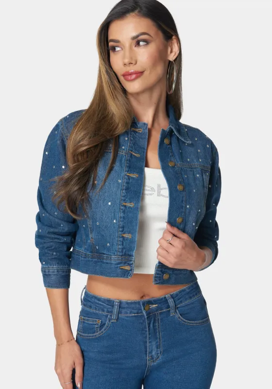 Denim Jacket With Rhinestones sold by Bebe