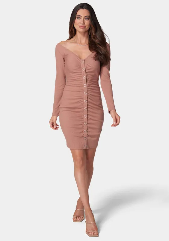 Snap Rib Knit Jersey Dress sold by Bebe