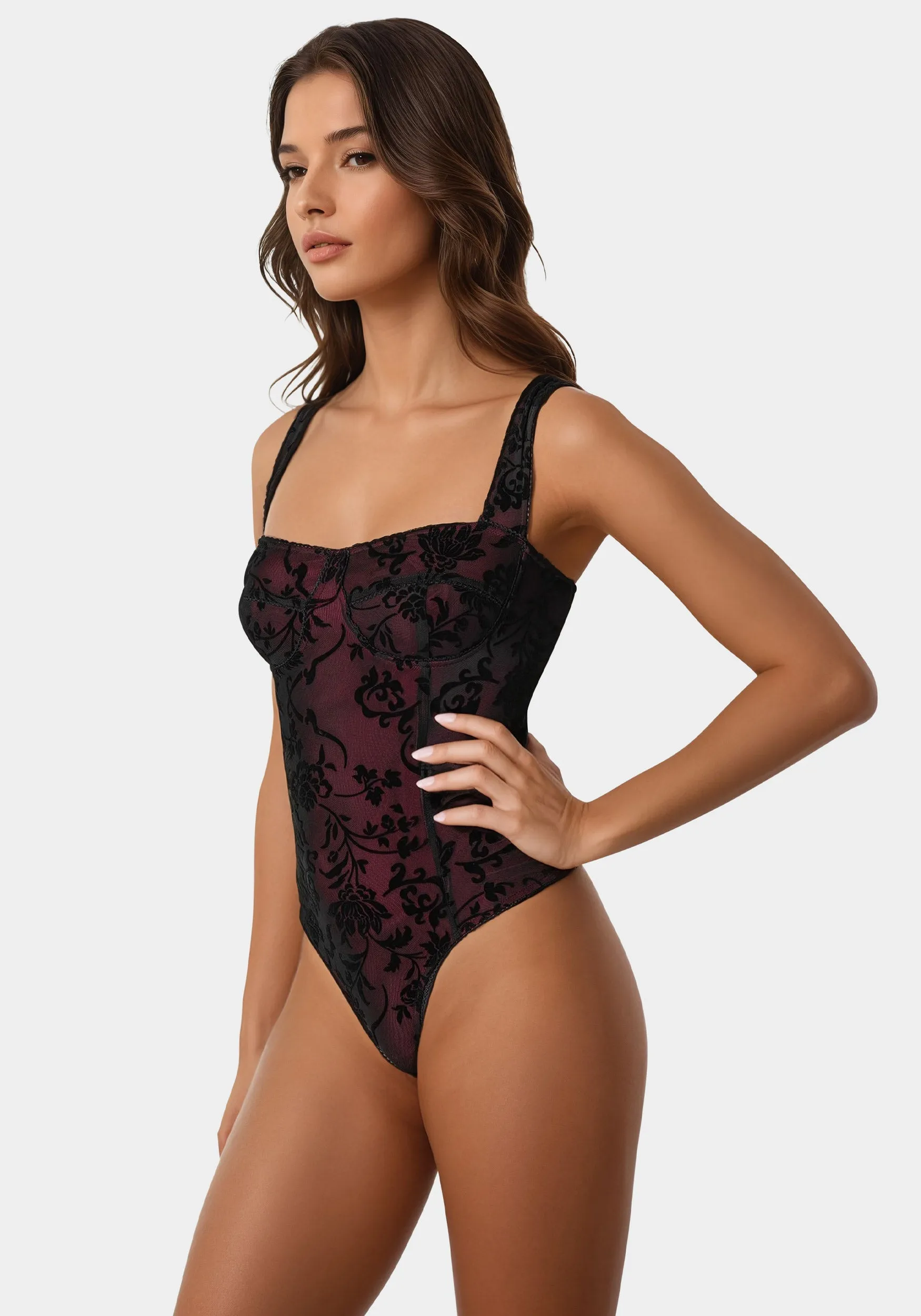 Flocked Mesh Bodysuit sold by Bebe product image thumbnail 2