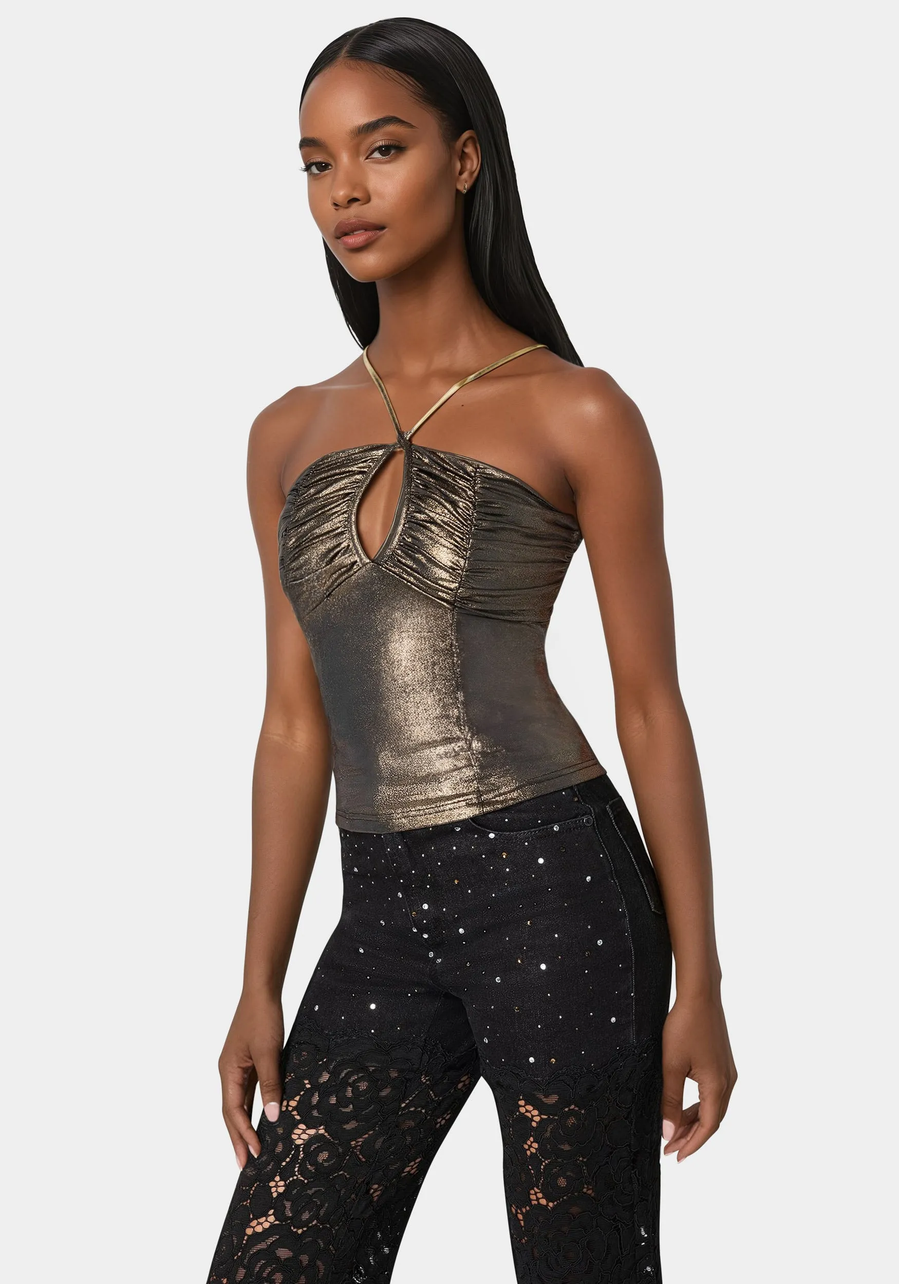 Foil Knit Ruched Top sold by Bebe product image thumbnail 2