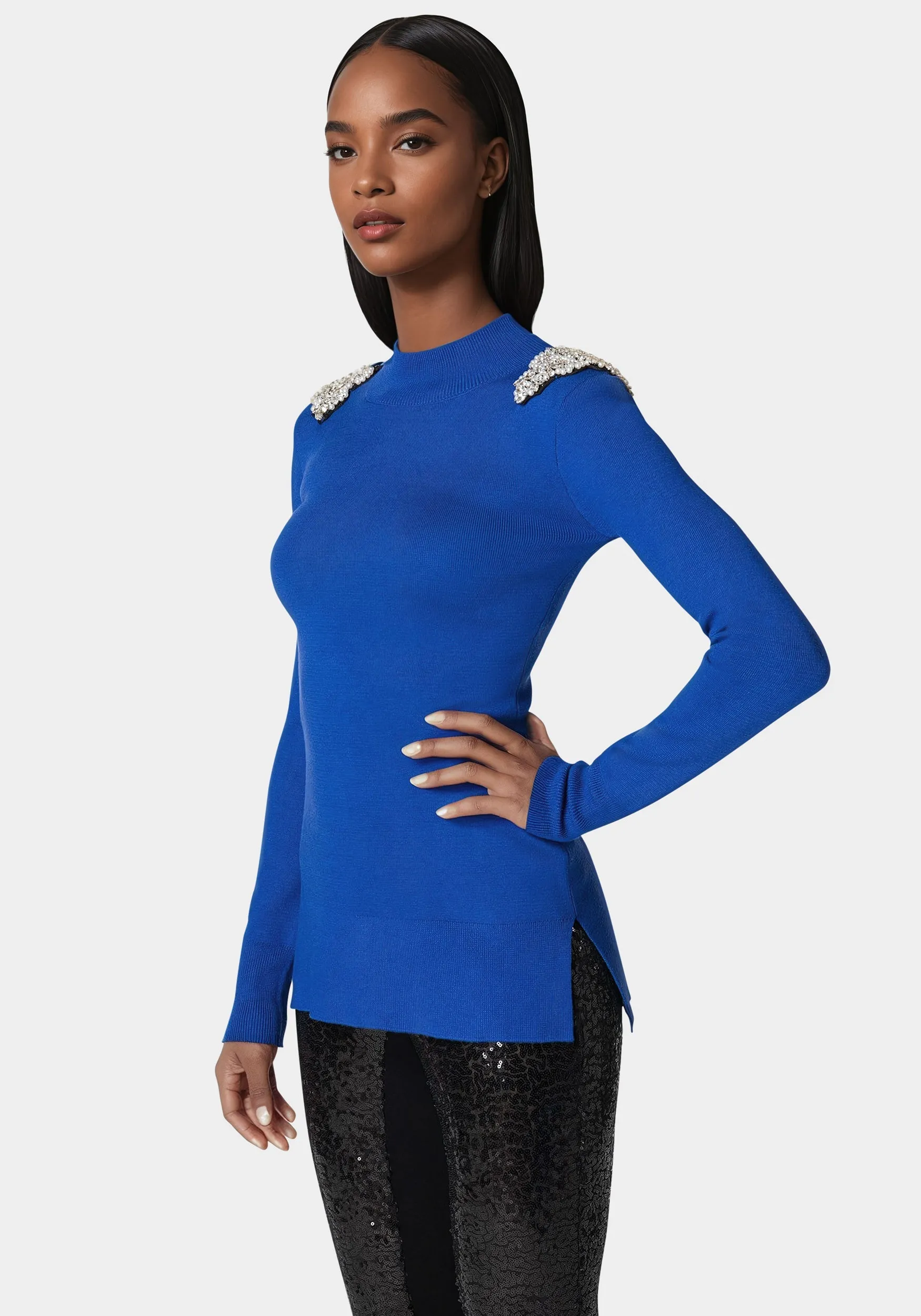Embellished Mock Neck Tunic Sweater sold by Bebe product image thumbnail 2