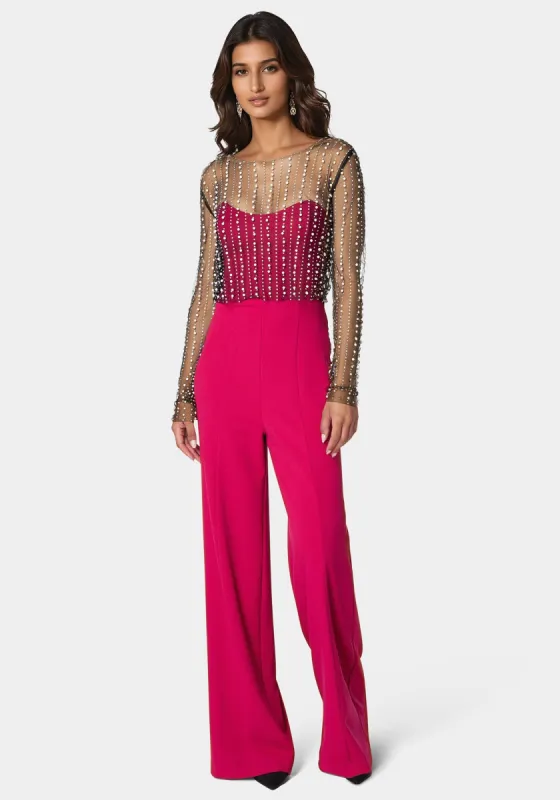 Studded Pearl Top And Palazzo Leg Jumpsuit sold by Bebe