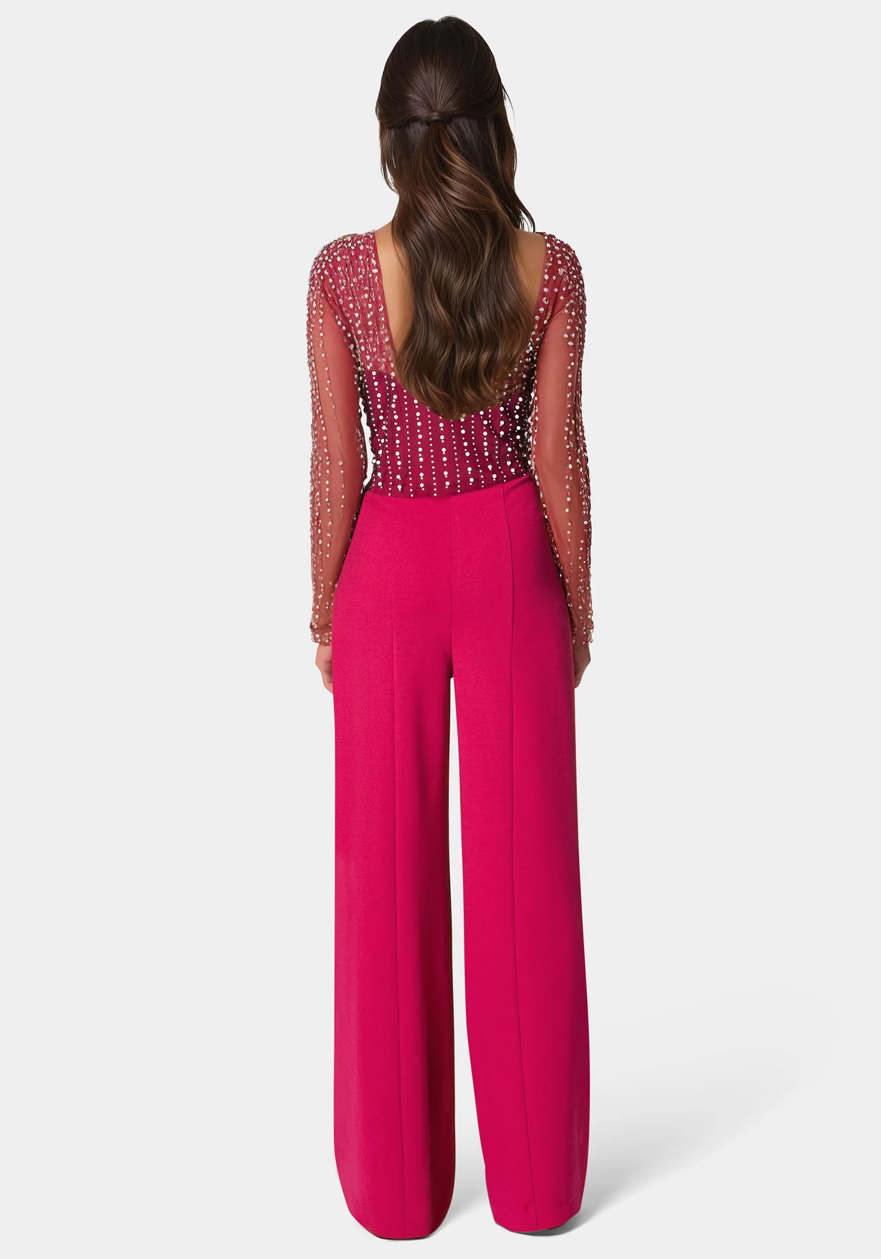 Studded Pearl Top And Palazzo Leg Jumpsuit sold by Bebe product image thumbnail 3