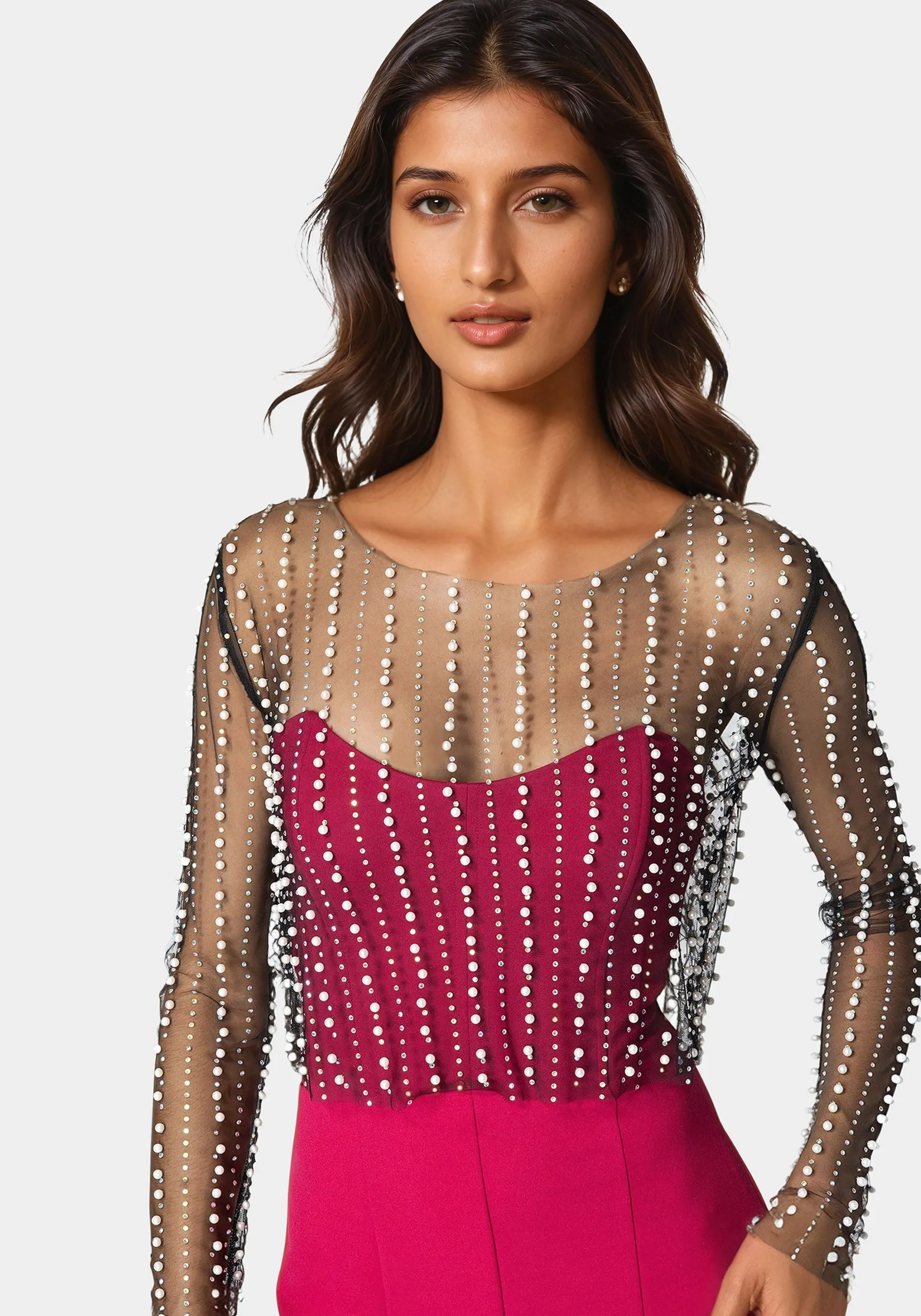 Studded Pearl Top And Palazzo Leg Jumpsuit sold by Bebe product image thumbnail 4