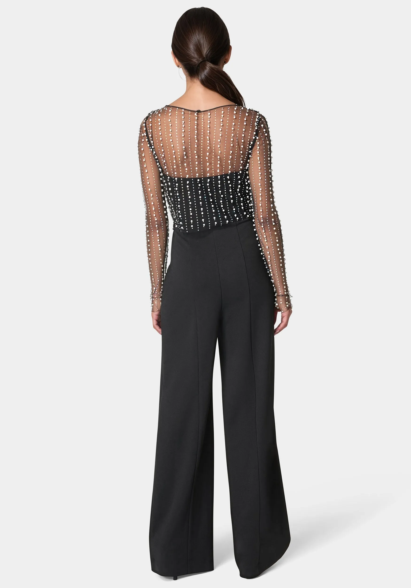 Studded Pearl Top And Palazzo Leg Jumpsuit sold by Bebe product image thumbnail 3