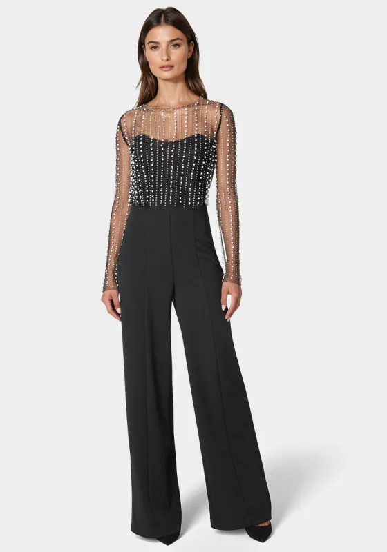 Studded Pearl Top And Palazzo Leg Jumpsuit sold by Bebe