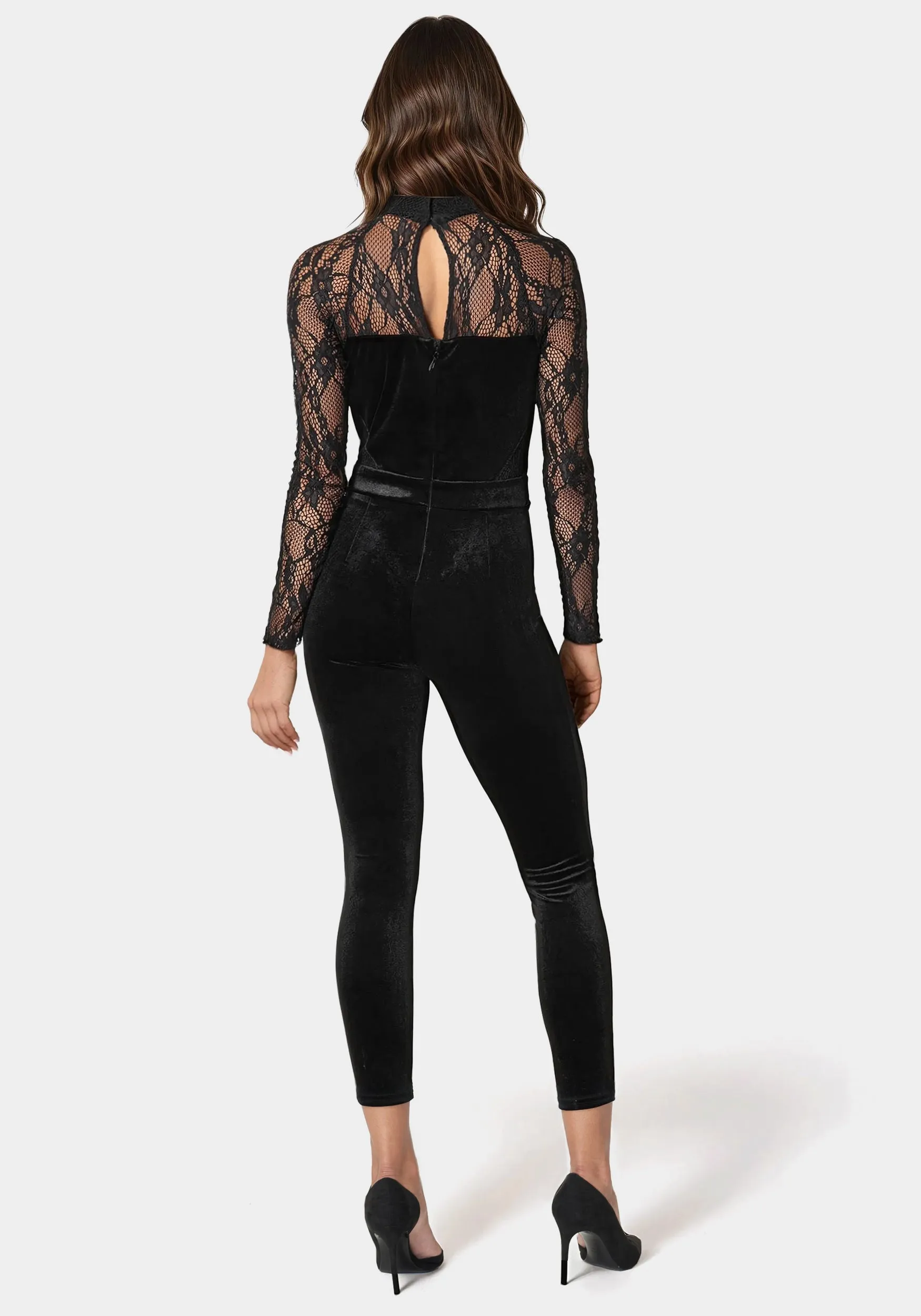 Lace Combo Velour Catsuit sold by Bebe product image thumbnail 3