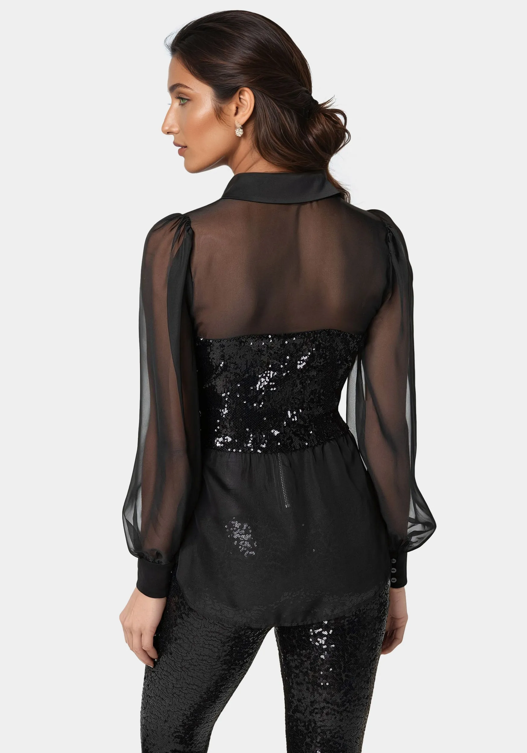 Sequin Fooler Chiffon Blouse sold by Bebe product image thumbnail 3