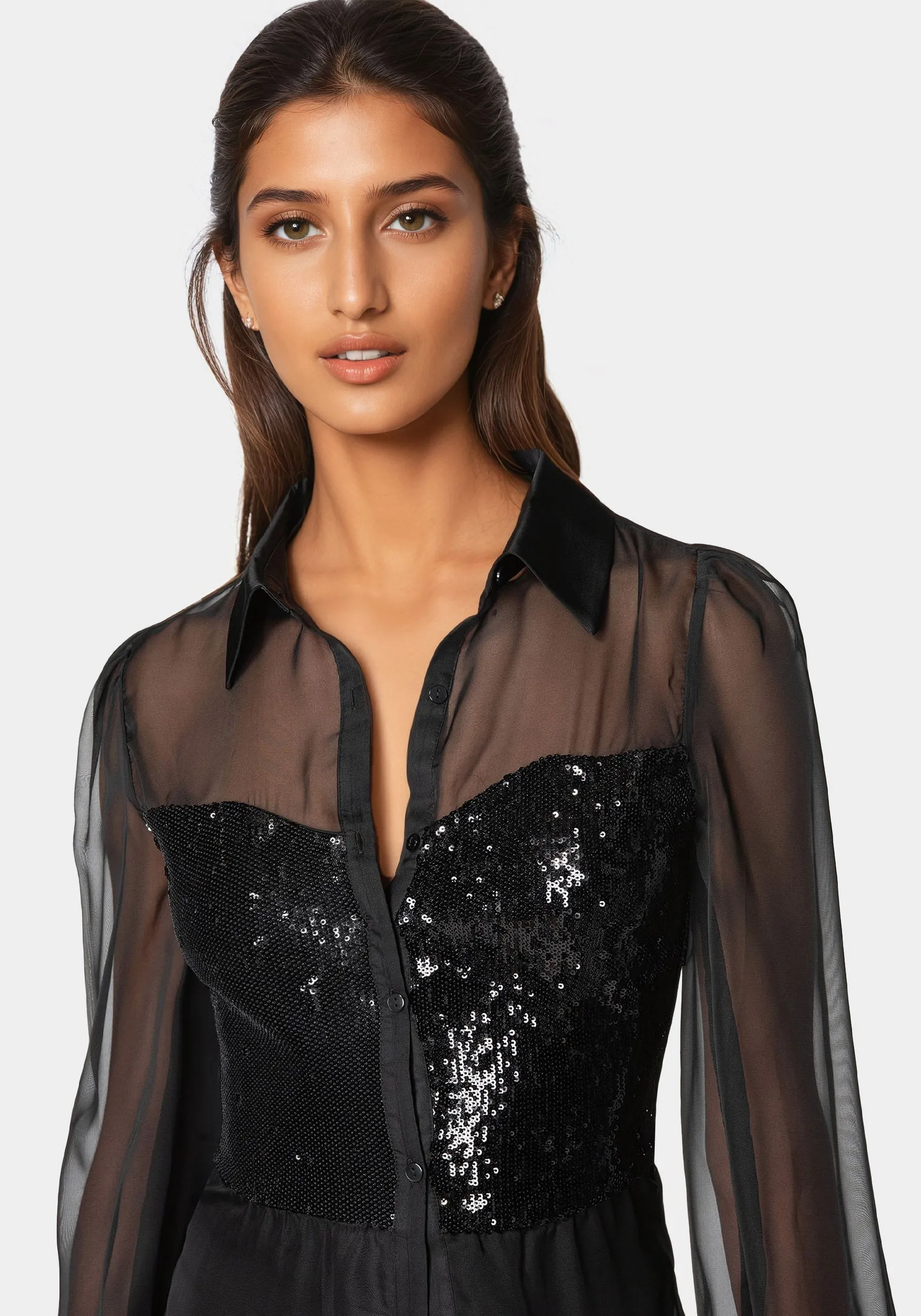 Sequin Fooler Chiffon Blouse sold by Bebe product image thumbnail 4