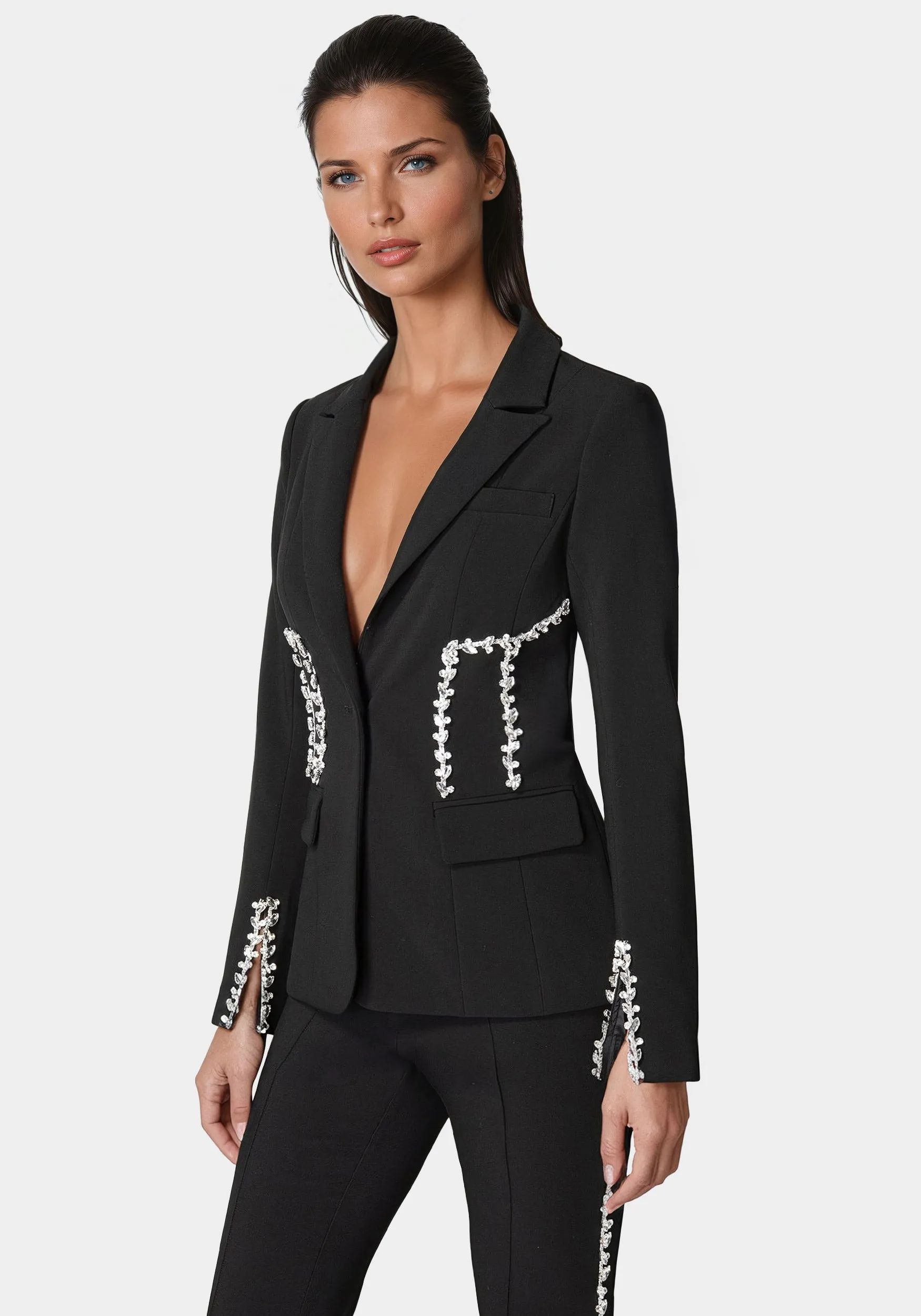 Rhinestone Detail Woven Twill Blazer sold by Bebe product image thumbnail 2