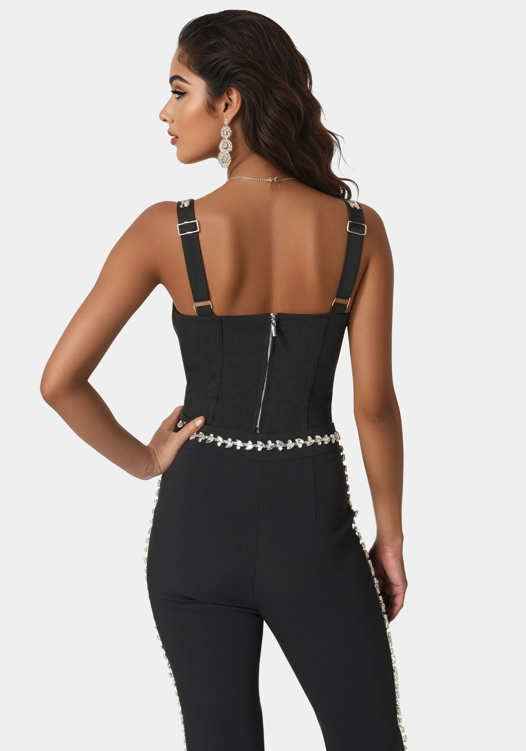 Rhinestone Detail Woven Twill Corset sold by Bebe product image thumbnail 3