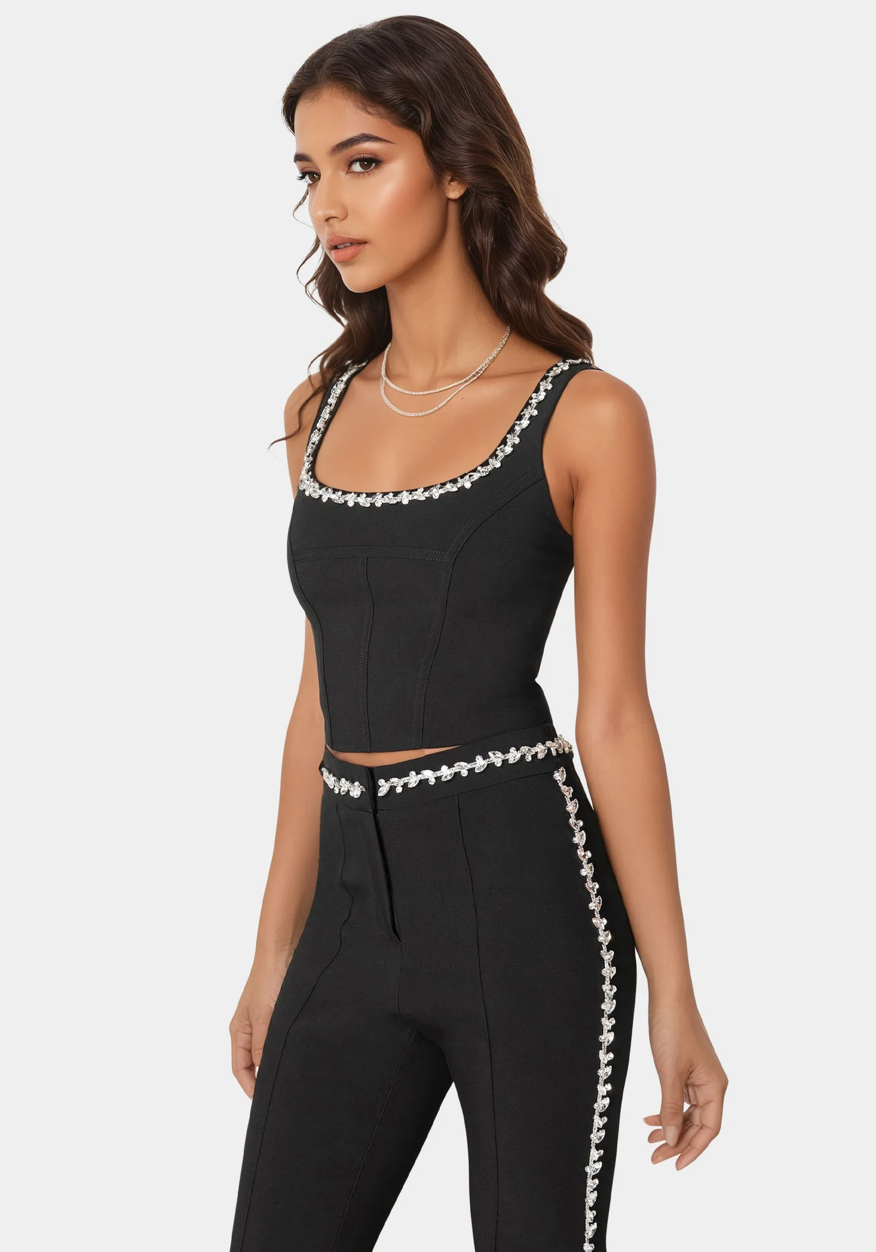 Rhinestone Detail Woven Twill Corset sold by Bebe product image thumbnail 2