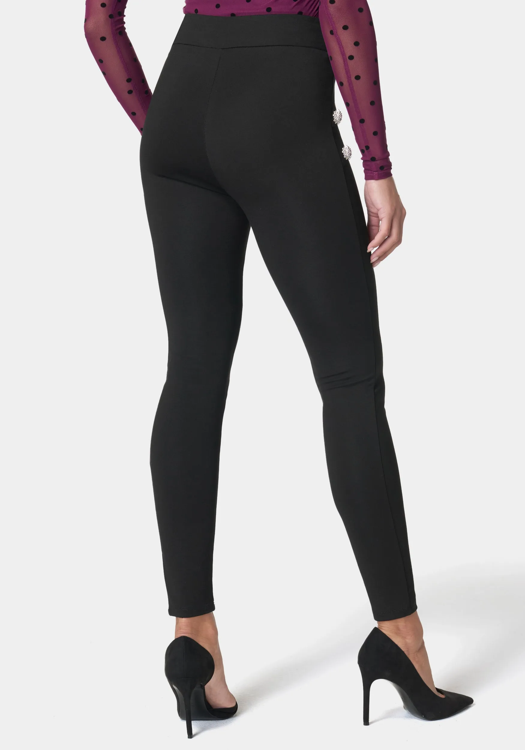 High Waist Rhinestone Button Legging sold by Bebe product image thumbnail 3