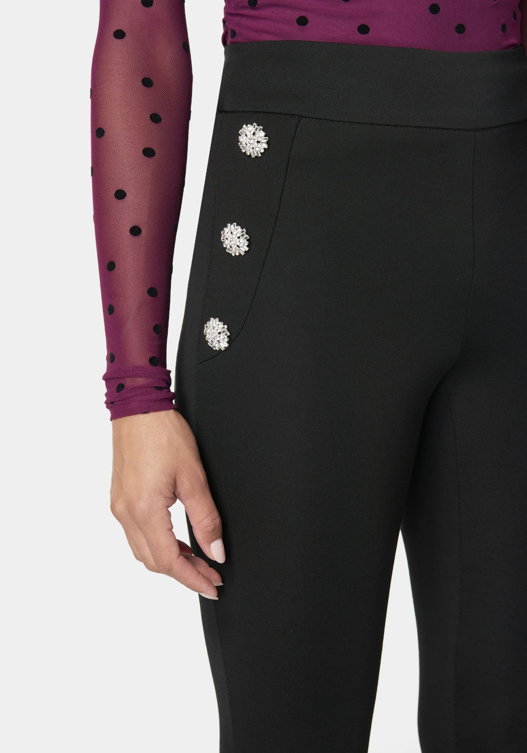 High Waist Rhinestone Button Legging sold by Bebe product image thumbnail 4