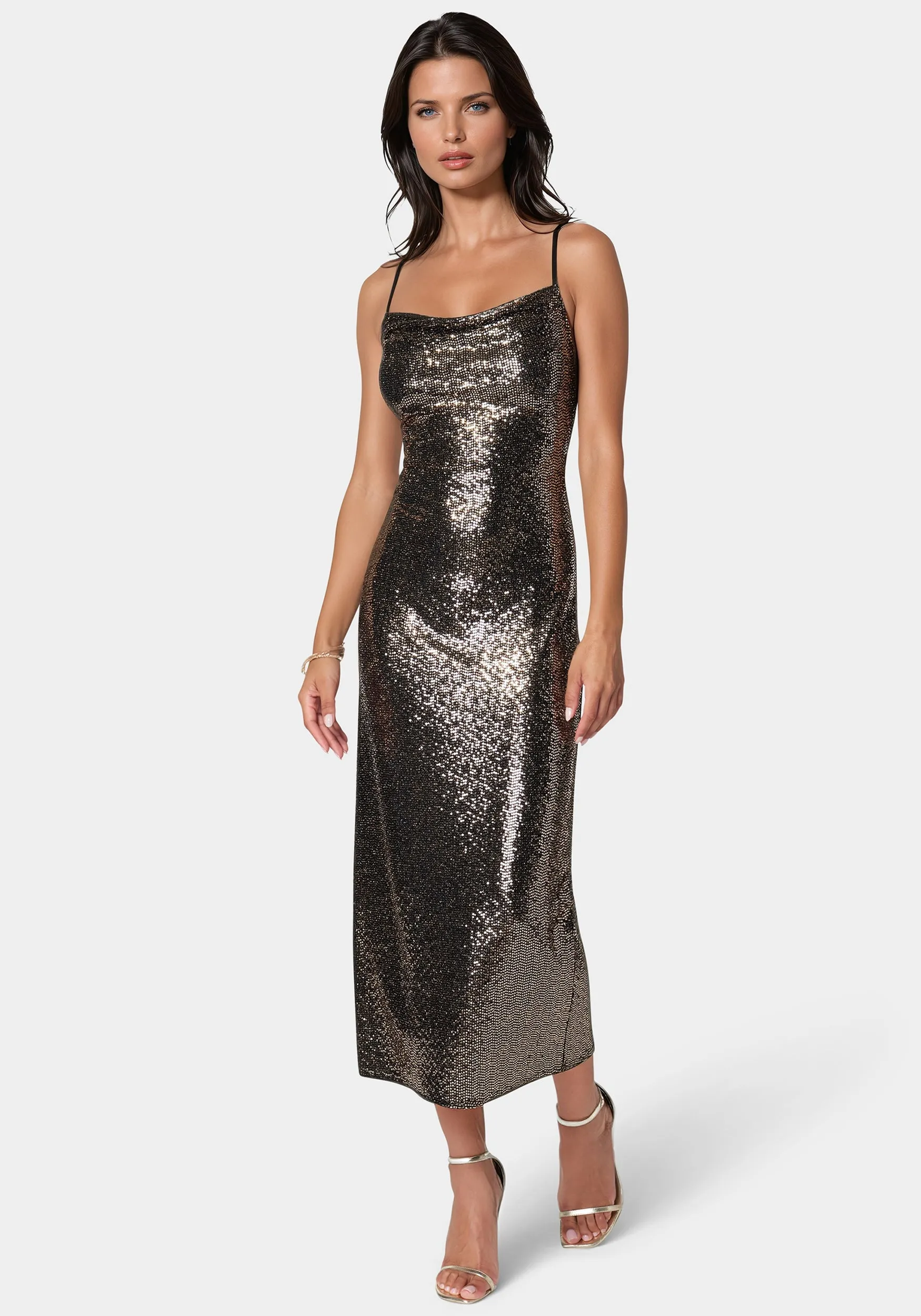 Ombre Sequin Maxi Slip Dress sold by Bebe