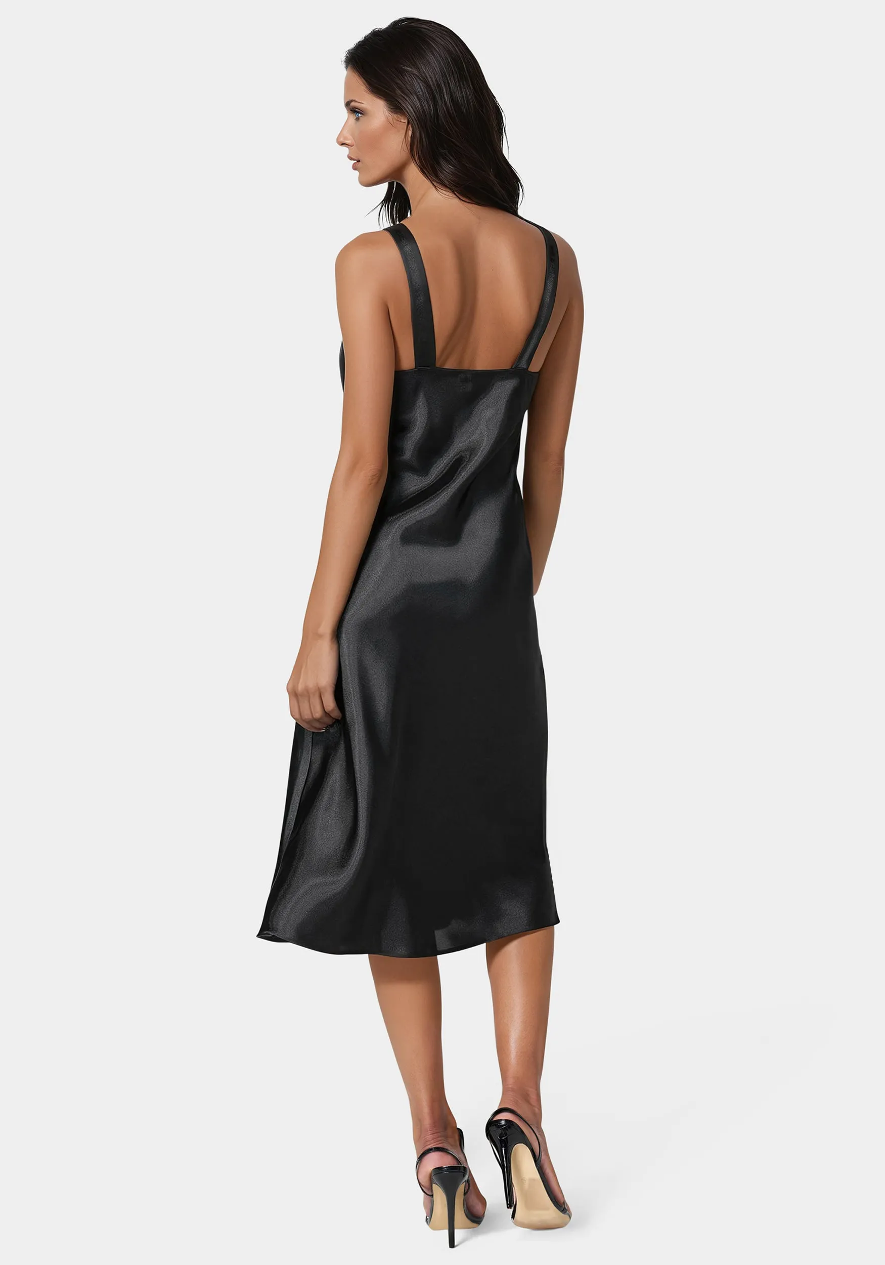 Satin Midi Dress With Lace Trim sold by Bebe product image thumbnail 3