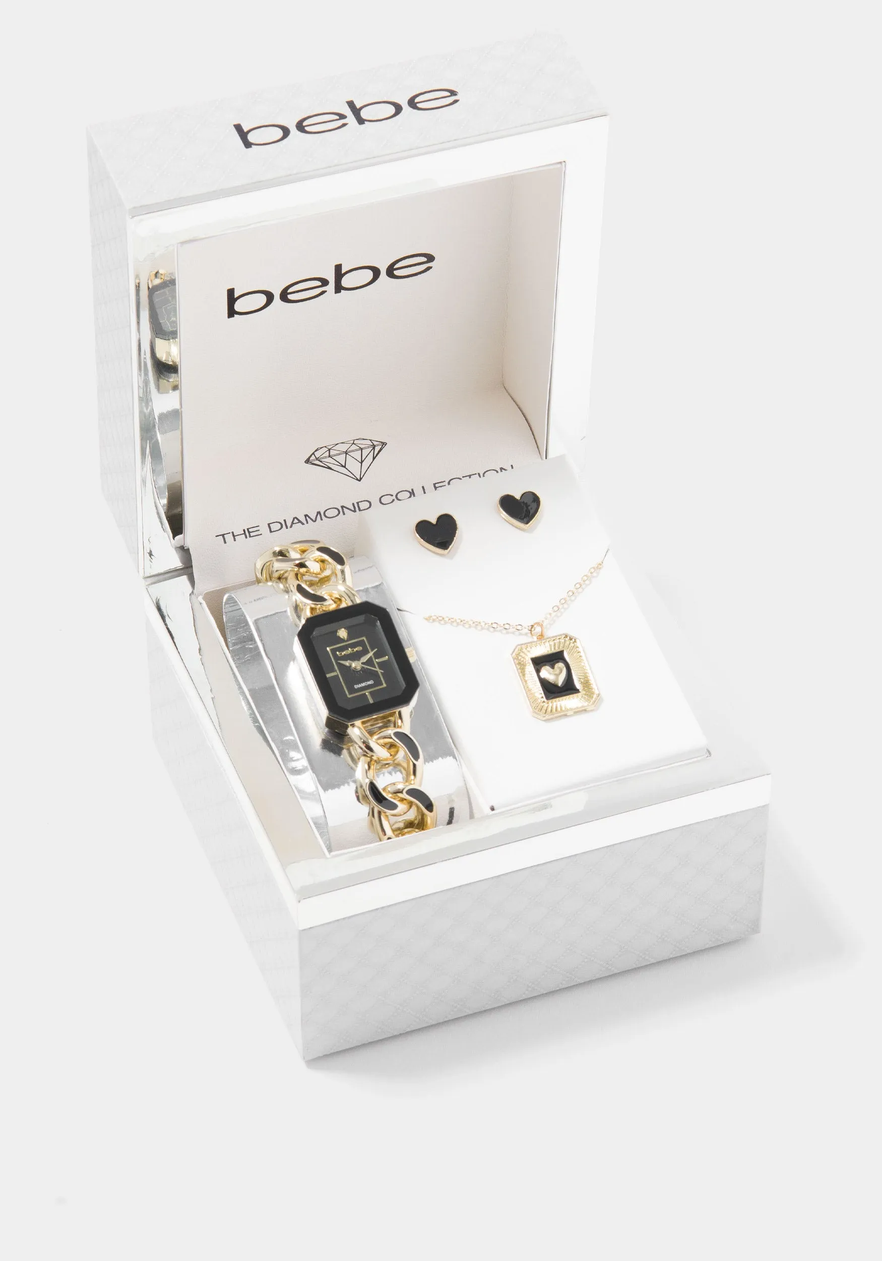 Diamond Dial Watch Necklace And Earring Set sold by Bebe product image thumbnail 4