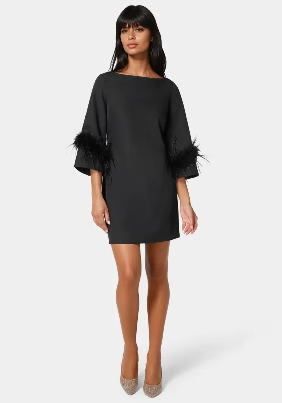 Feather Sleeve Mini Dress sold by Bebe