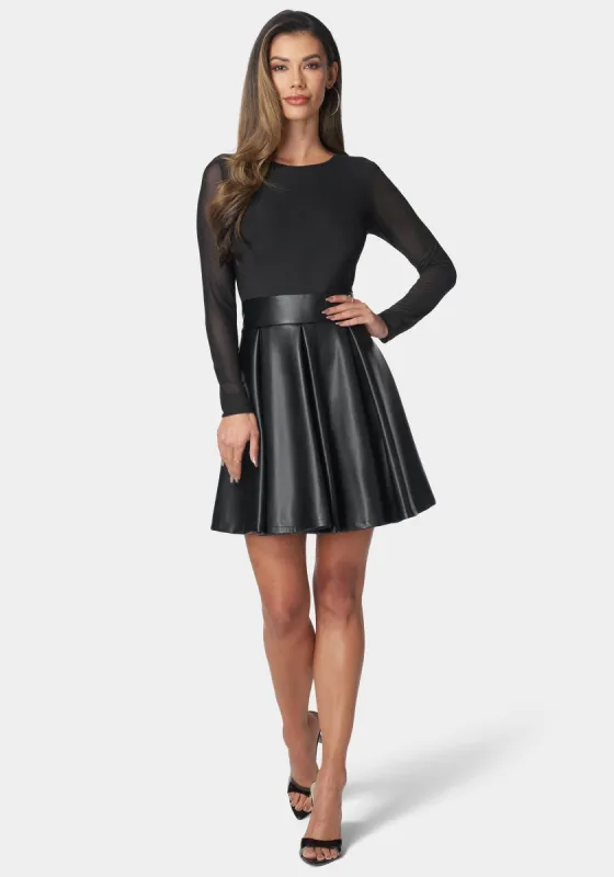Faux Leather Flare Dress made by Jump
