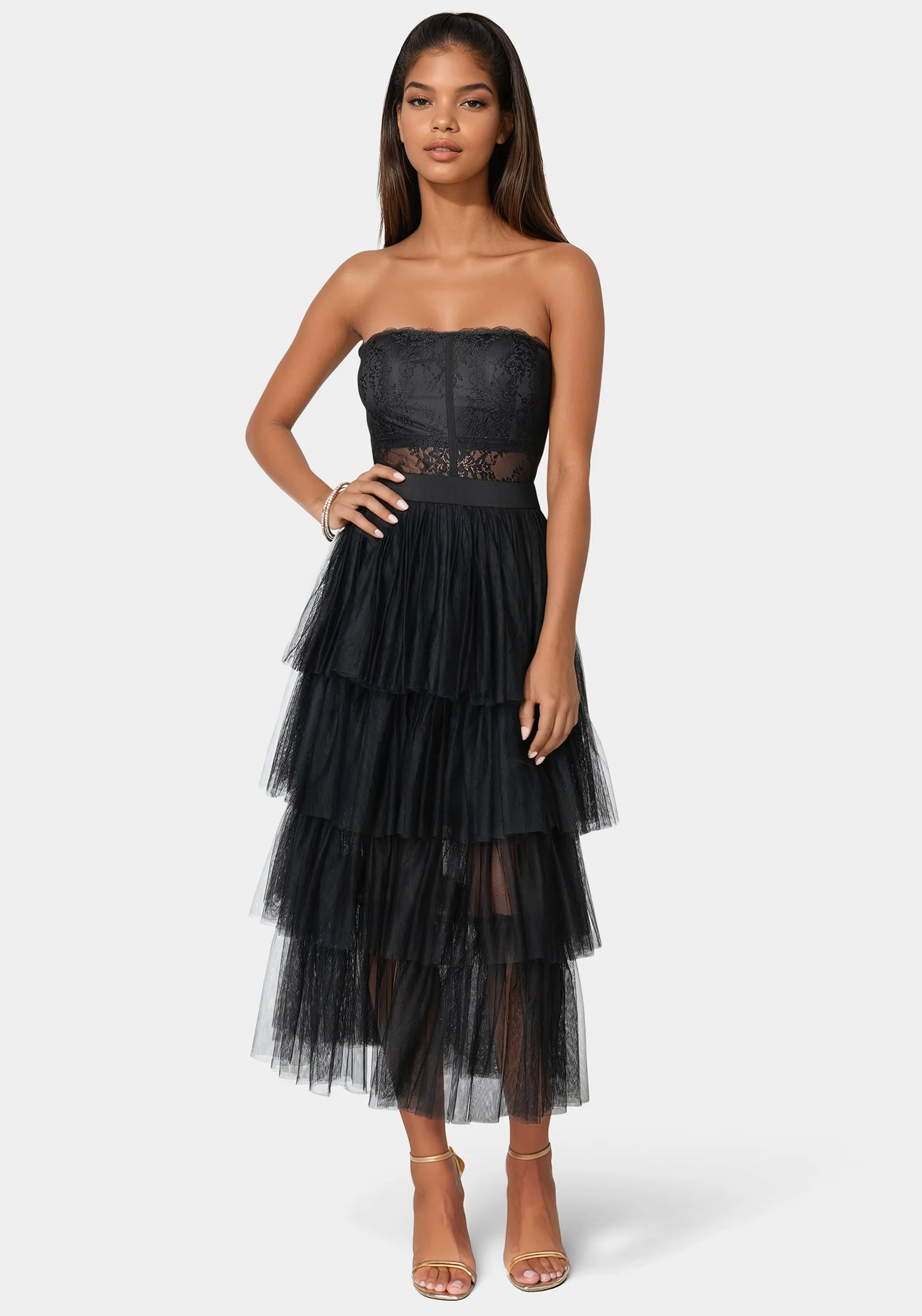 Tulle Corset Midi Dress sold by Bebe