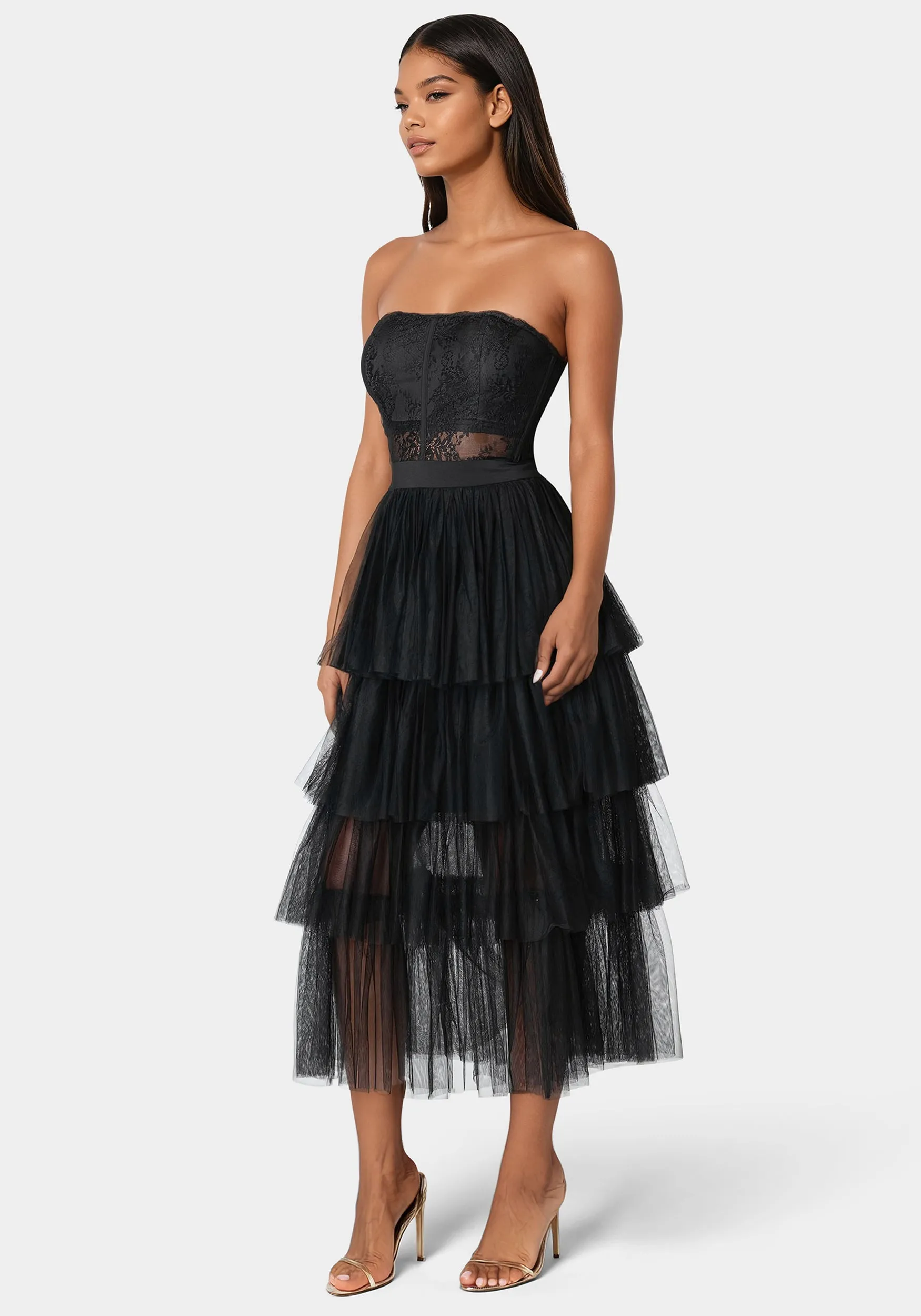 Tulle Corset Midi Dress sold by Bebe product image thumbnail 2