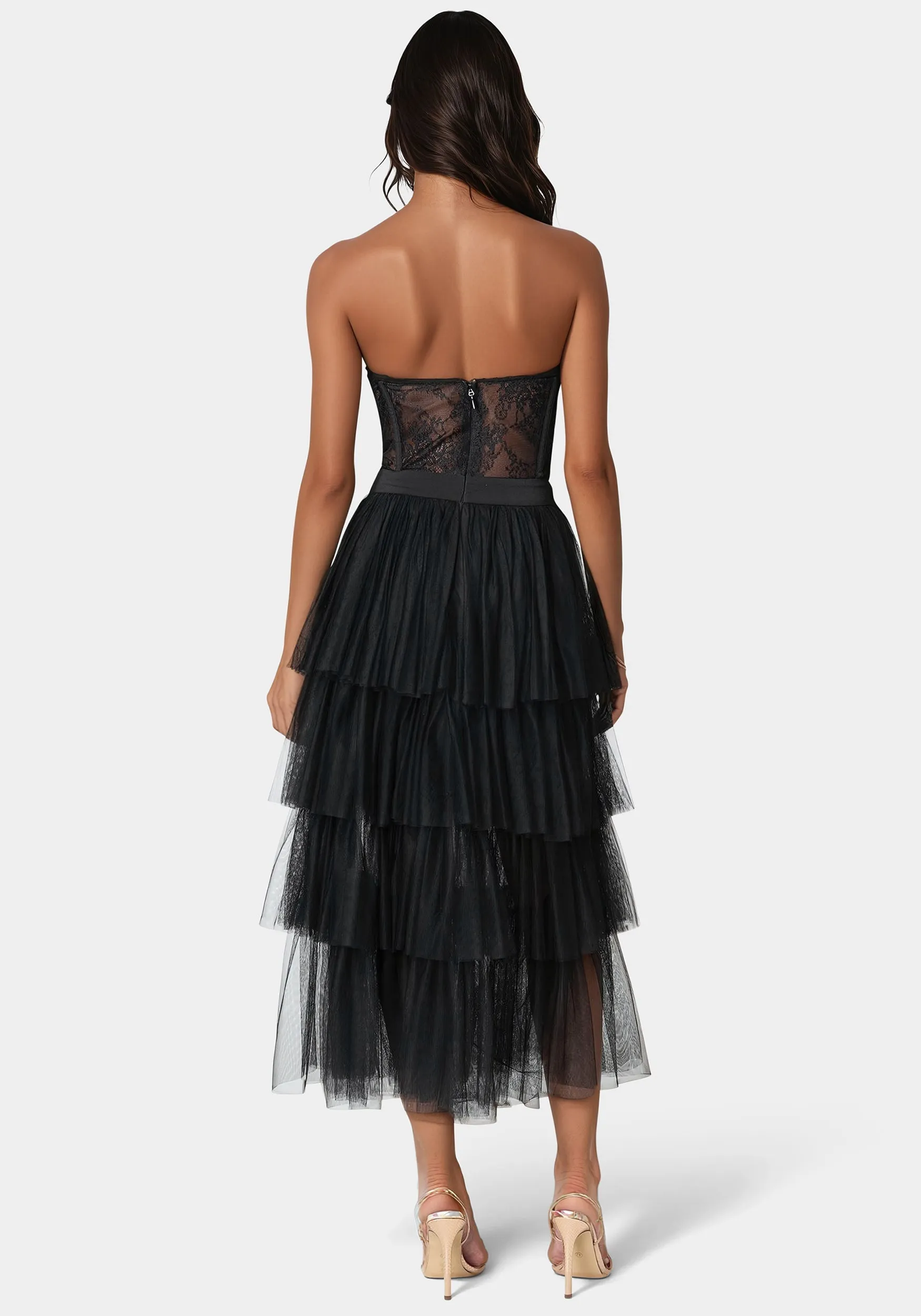 Tulle Corset Midi Dress sold by Bebe product image thumbnail 3