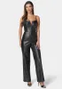 Faux Leather Cropped Leg Jumpsuit sold by Bebe