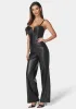 Faux Leather Cropped Leg Jumpsuit sold by Bebe