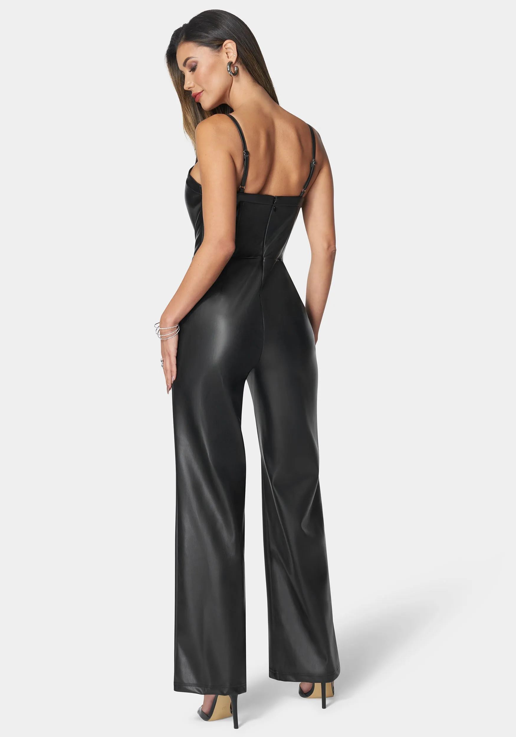 Faux Leather Cropped Leg Jumpsuit sold by Bebe product image thumbnail 3