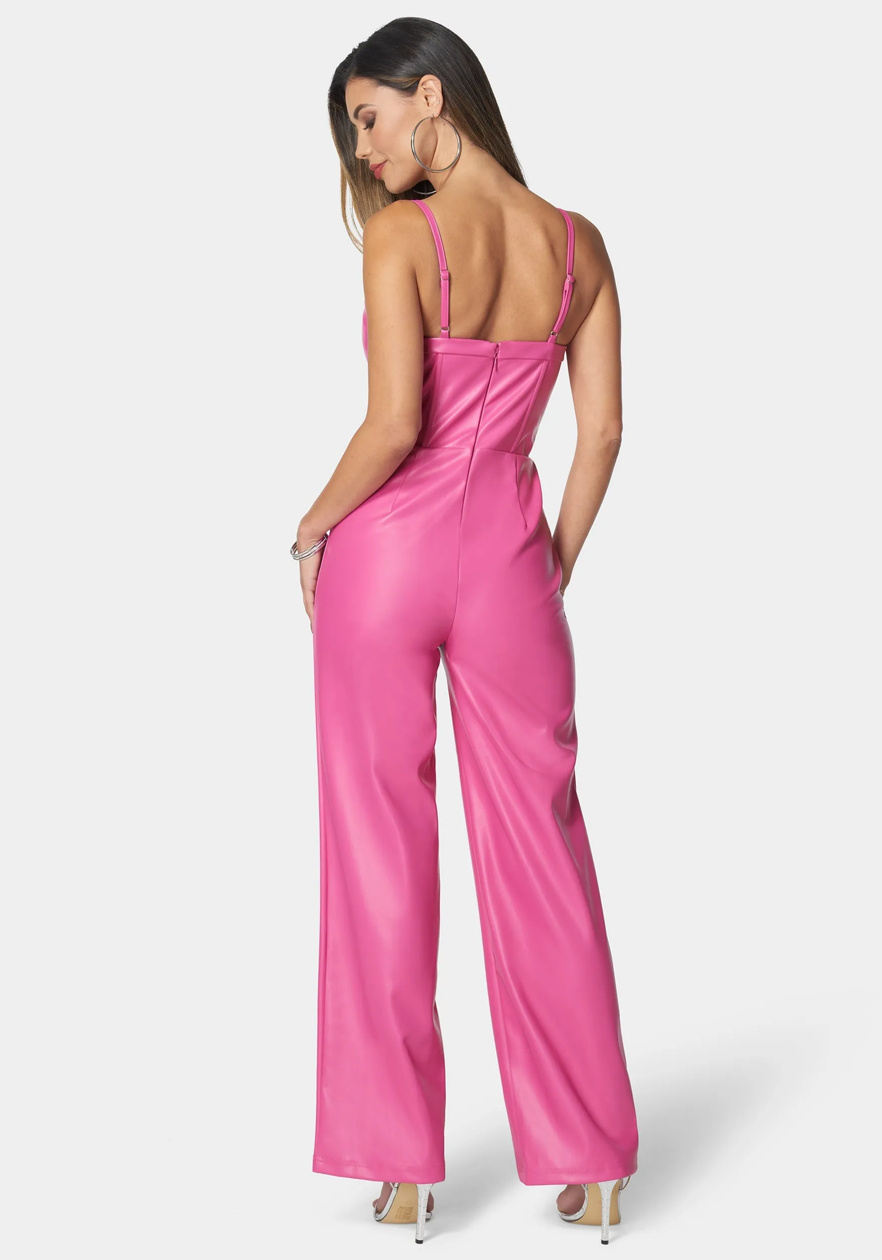 Faux Leather Cropped Leg Jumpsuit sold by Bebe product image thumbnail 3