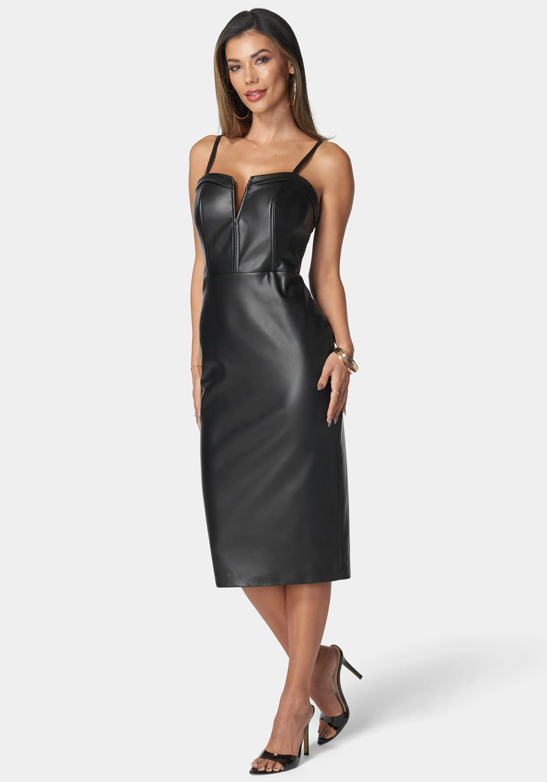 Faux Leather Midi Dress sold by Bebe product image thumbnail 2