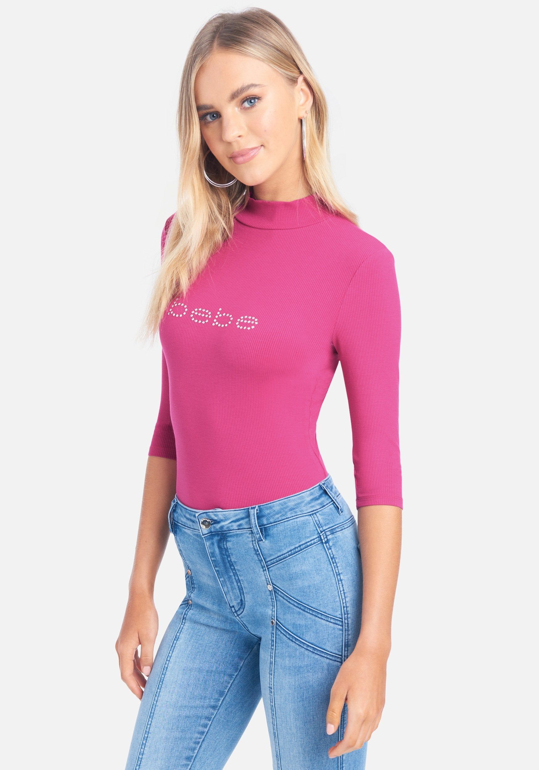 Crystal Logo Mock Neck 3/4 Sleeve Tee sold by Bebe product image thumbnail 2