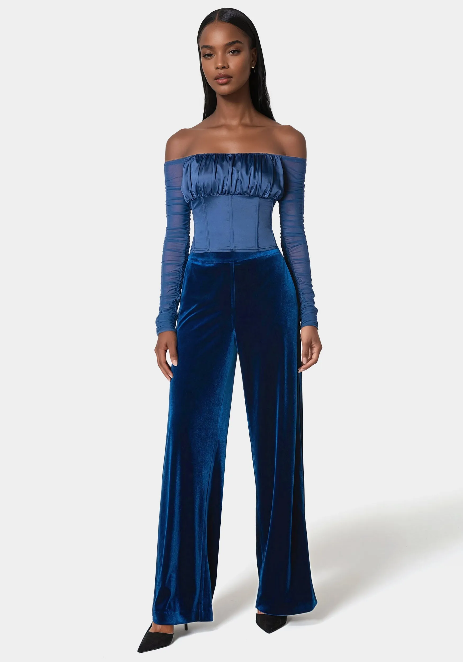 High Waist Velour Wide Leg Pant sold by Bebe product image thumbnail 2