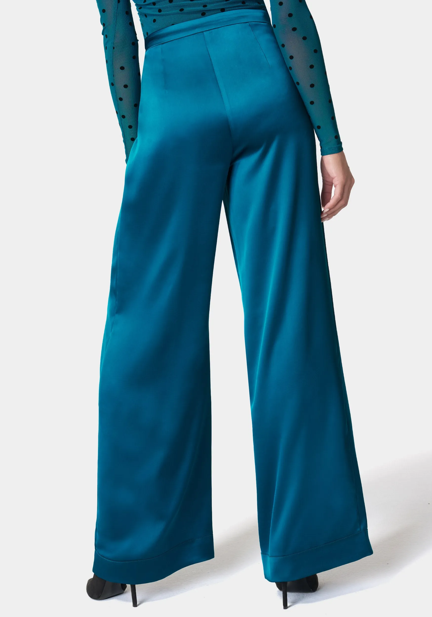 High Waist Satin Wide Leg Pant sold by Bebe product image thumbnail 3
