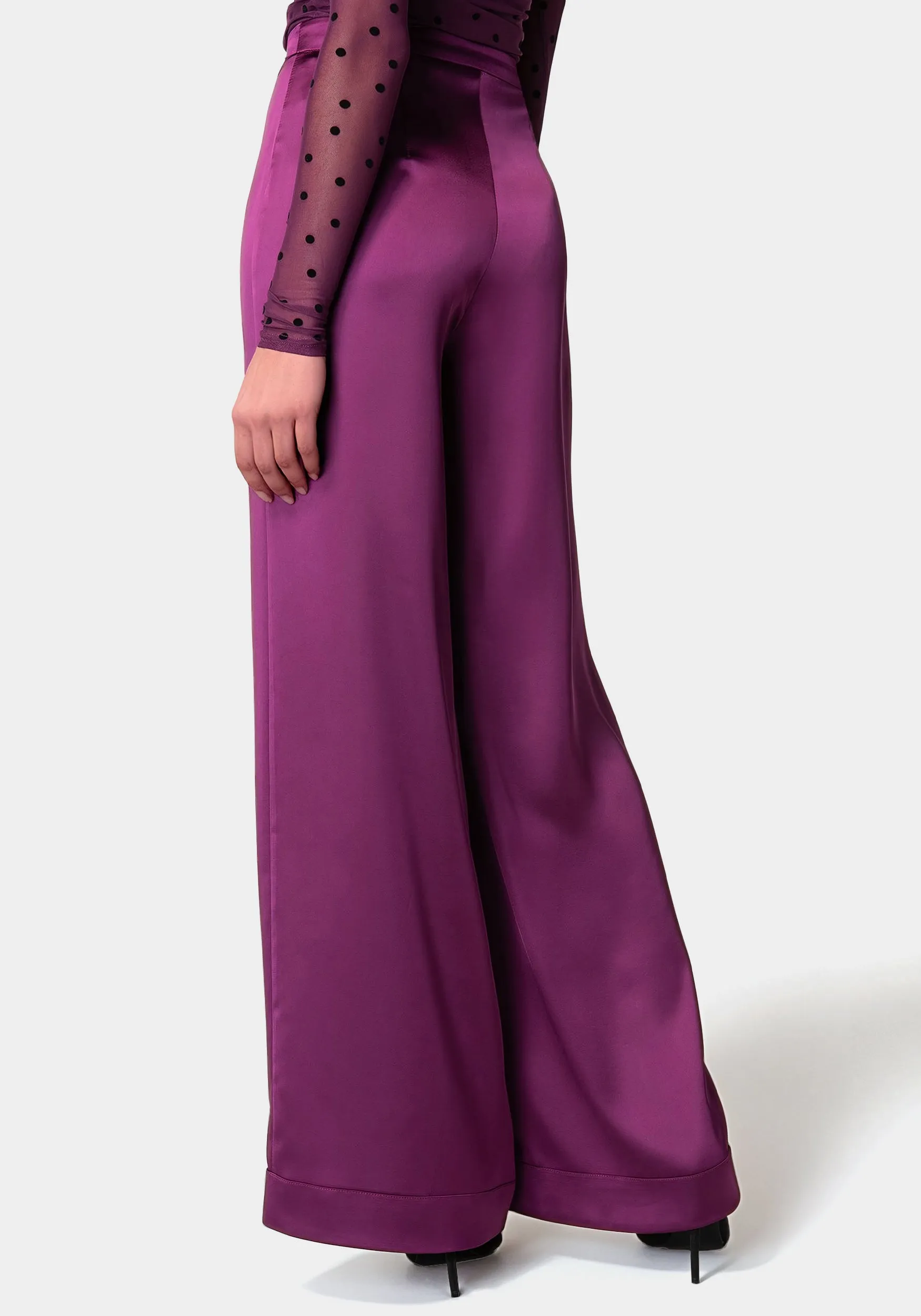 High Waist Satin Wide Leg Pant sold by Bebe product image thumbnail 3