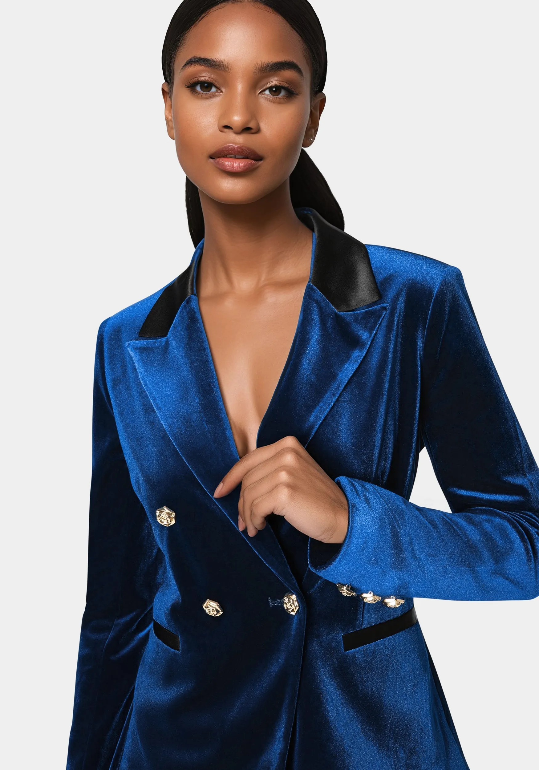 Double Breast Combo Satin Velour Blazer sold by Bebe product image thumbnail 2